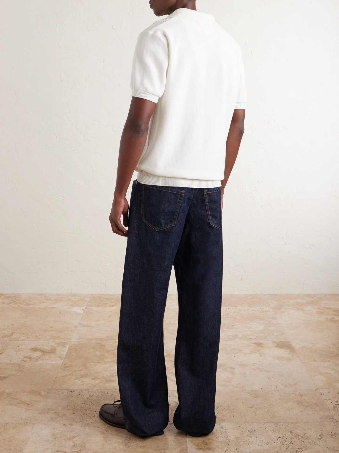  Mr P. - Cable-knit Cotton Polo Shirt - Men - Neutrals - Xs 