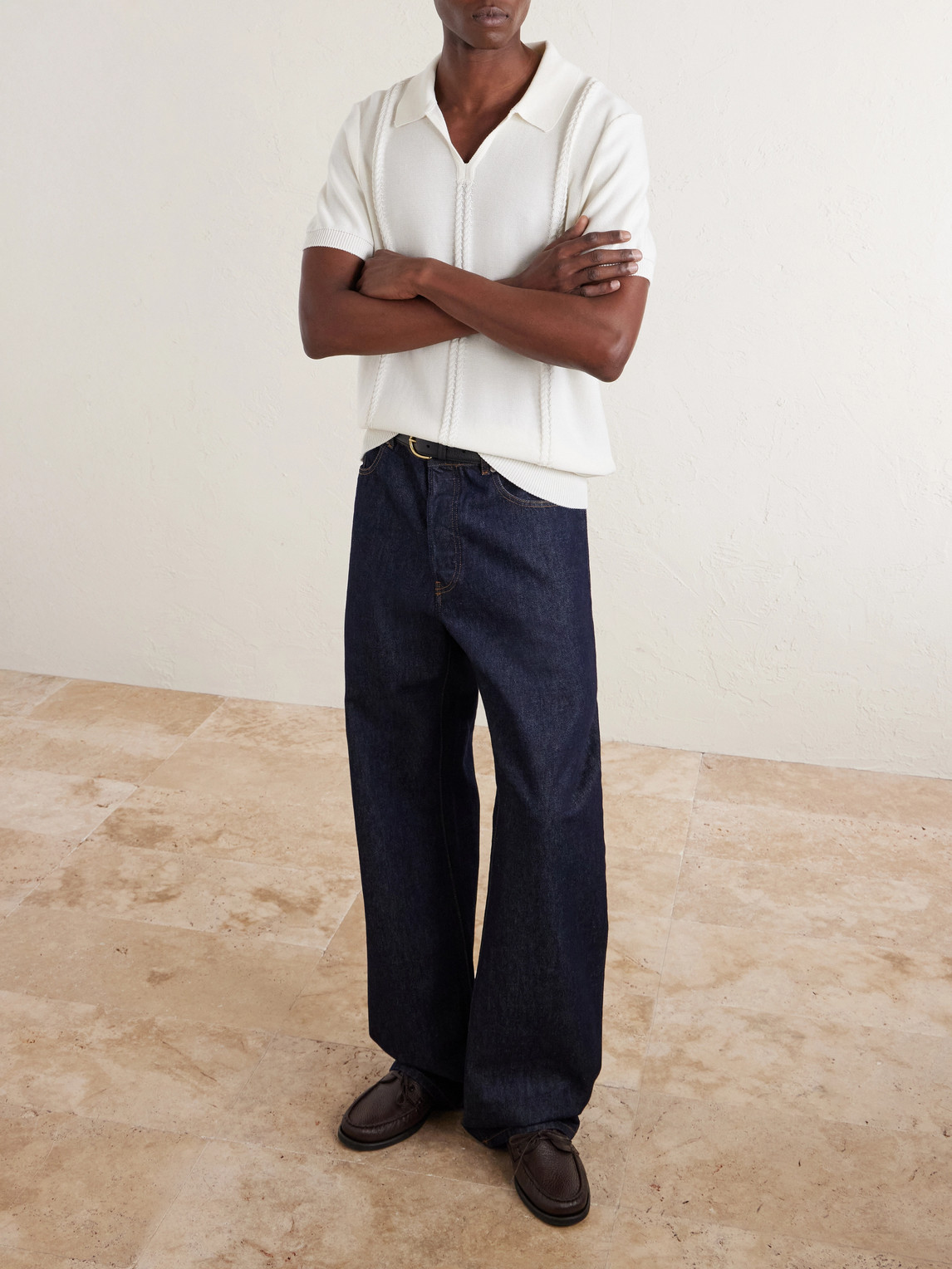 Mr P. - Cable-Knit Cotton Polo Shirt