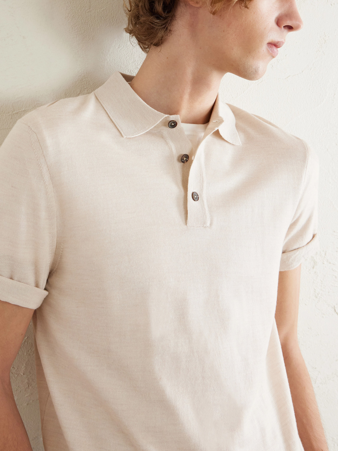  Mr P. - Merino Wool Polo Shirt - Men - Neutrals - Xs 