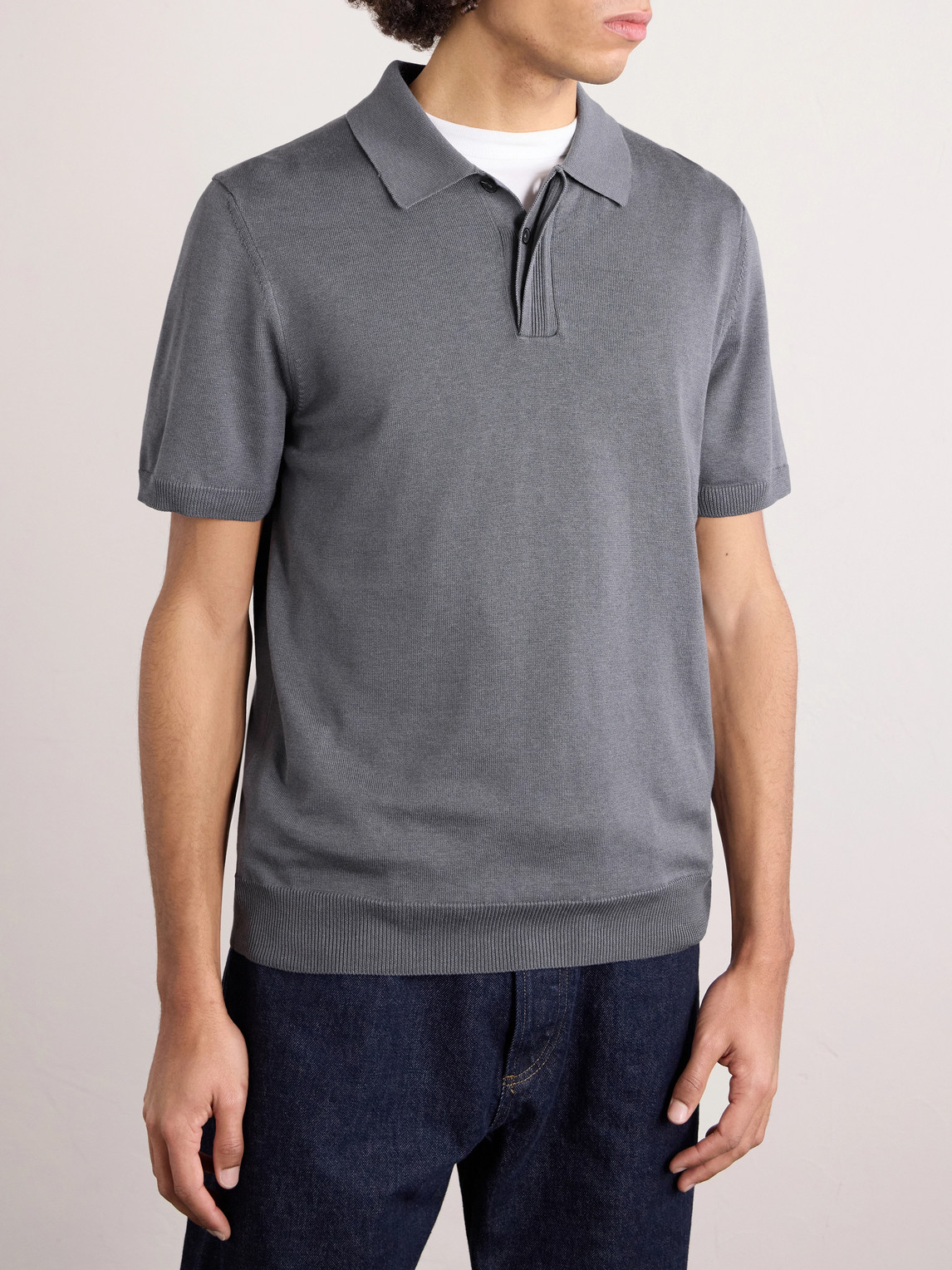 Mr P. - Silk And Cotton-Blend Polo Shirt