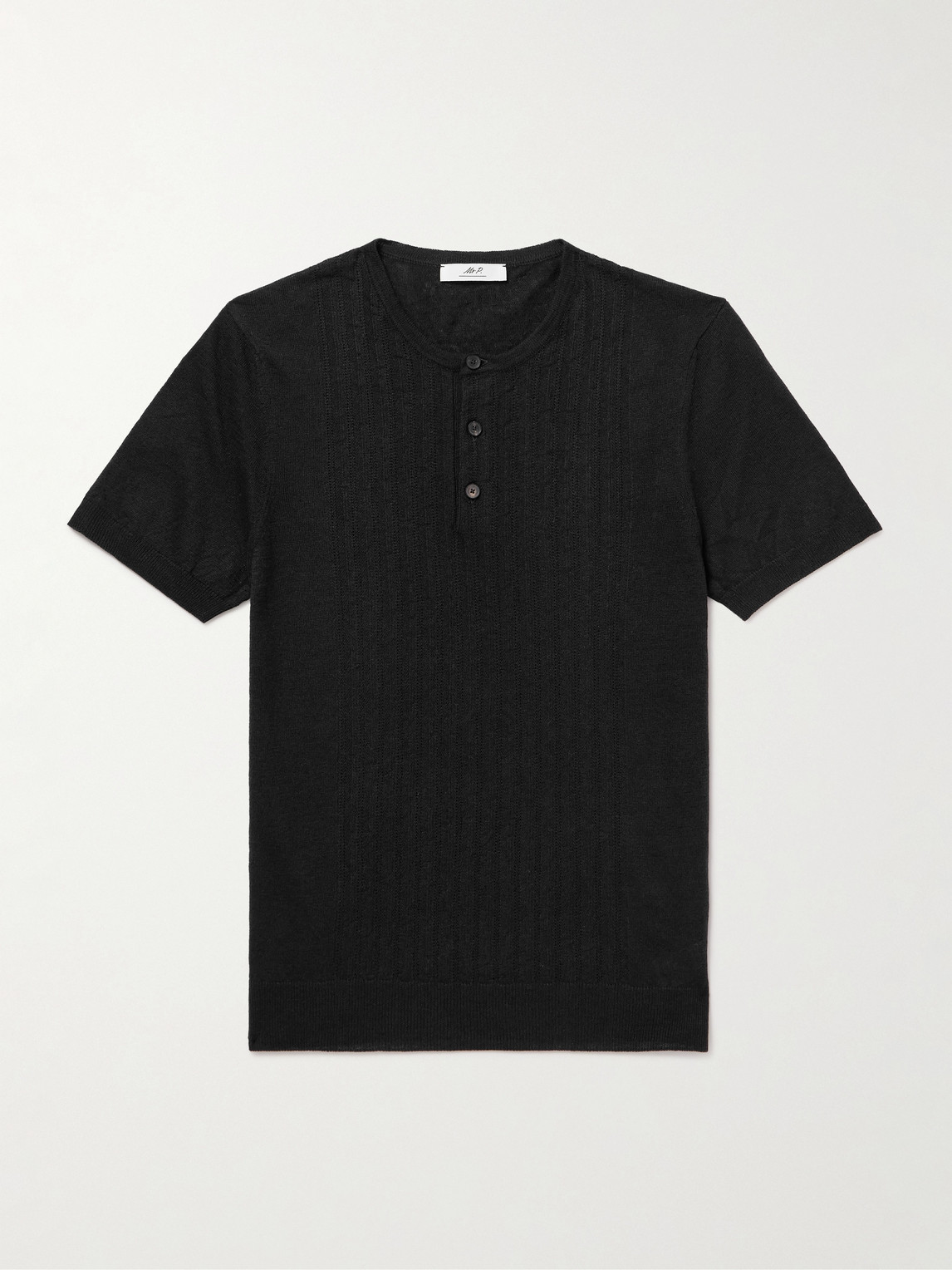 MR P. Pointelle-Knit Linen and Cotton-Blend Henley T-Shirt - Men