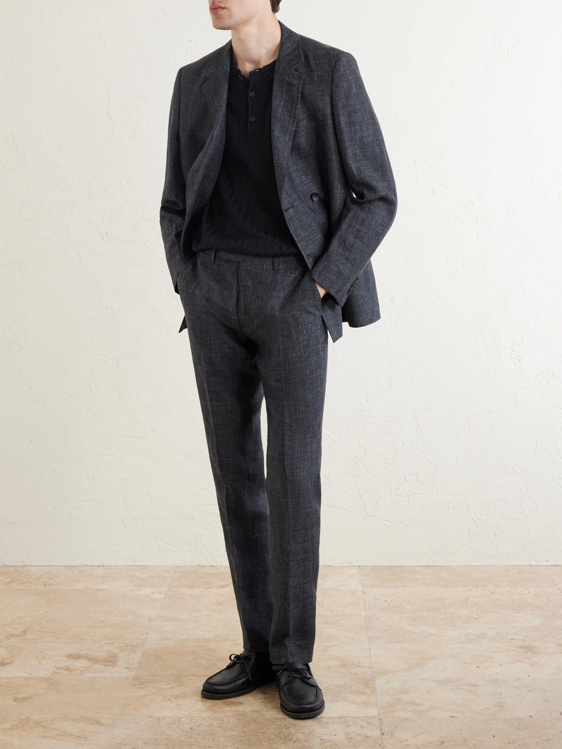 Mr P. - Pointelle-Knit Linen And Cotton-Blend Henley T-Shirt