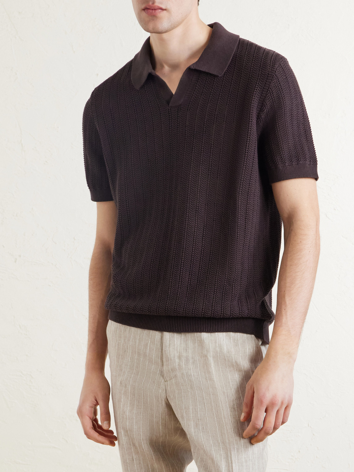 Mr P. - Open-Knit Organic Cotton Polo Shirt