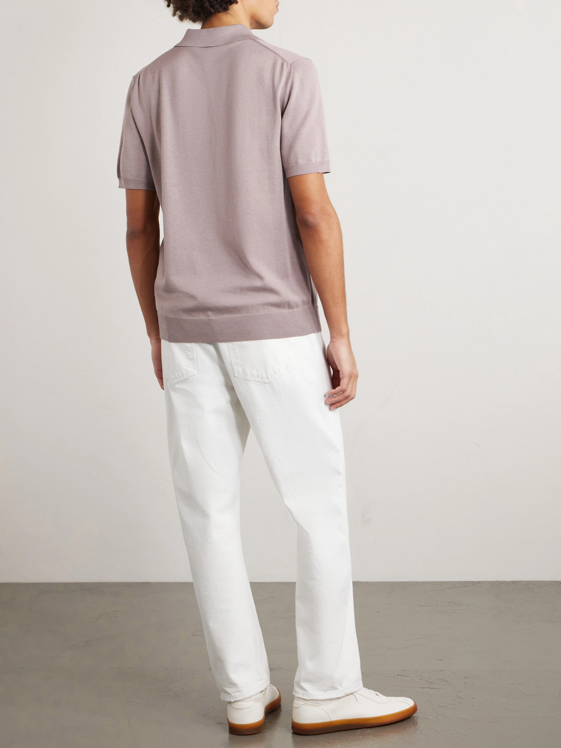  Mr P. - Silk And Cotton-blend Polo Shirt - Men - Pink - Xs 