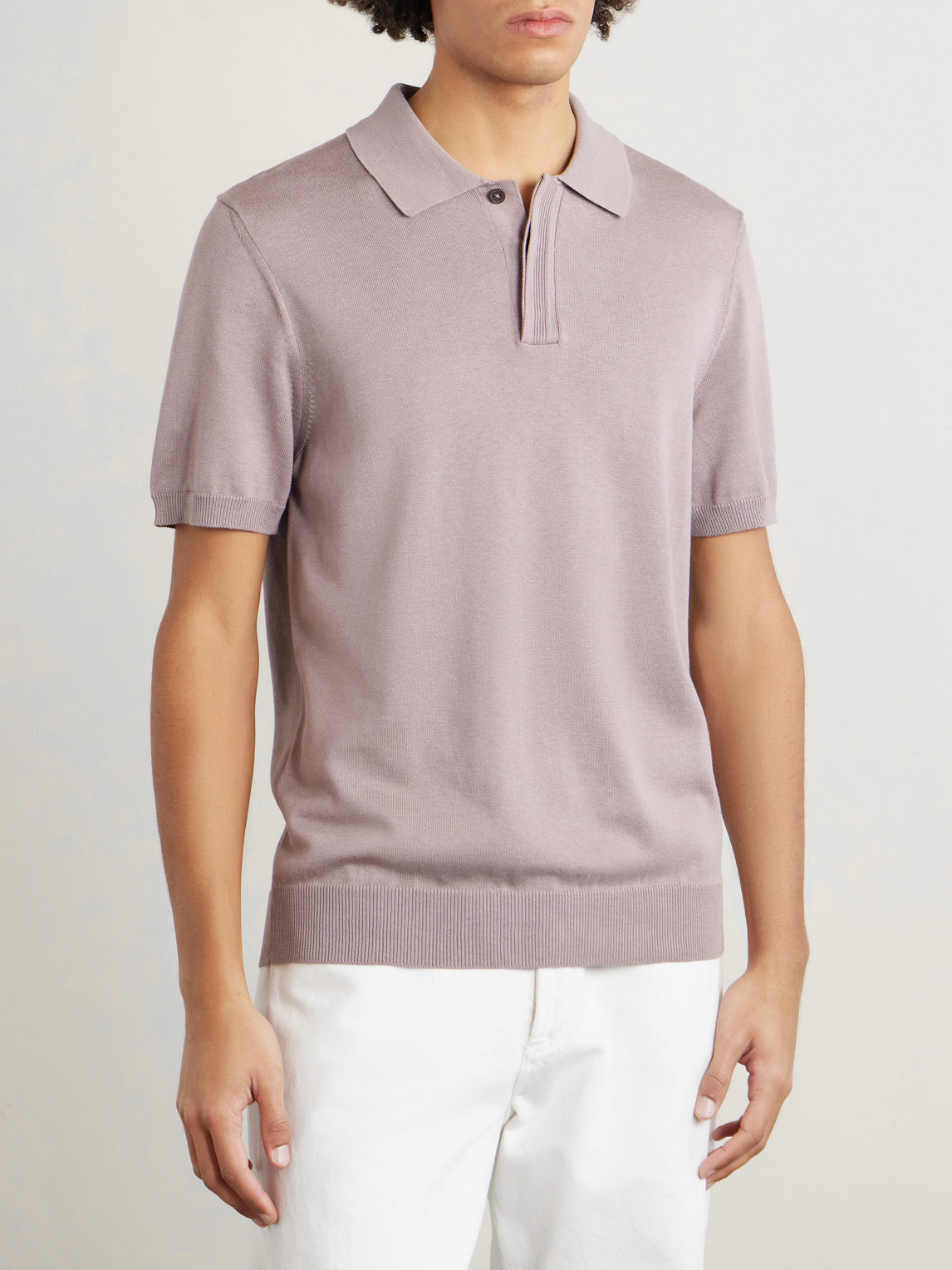  Mr P. - Silk And Cotton-blend Polo Shirt - Men - Pink - Xs 