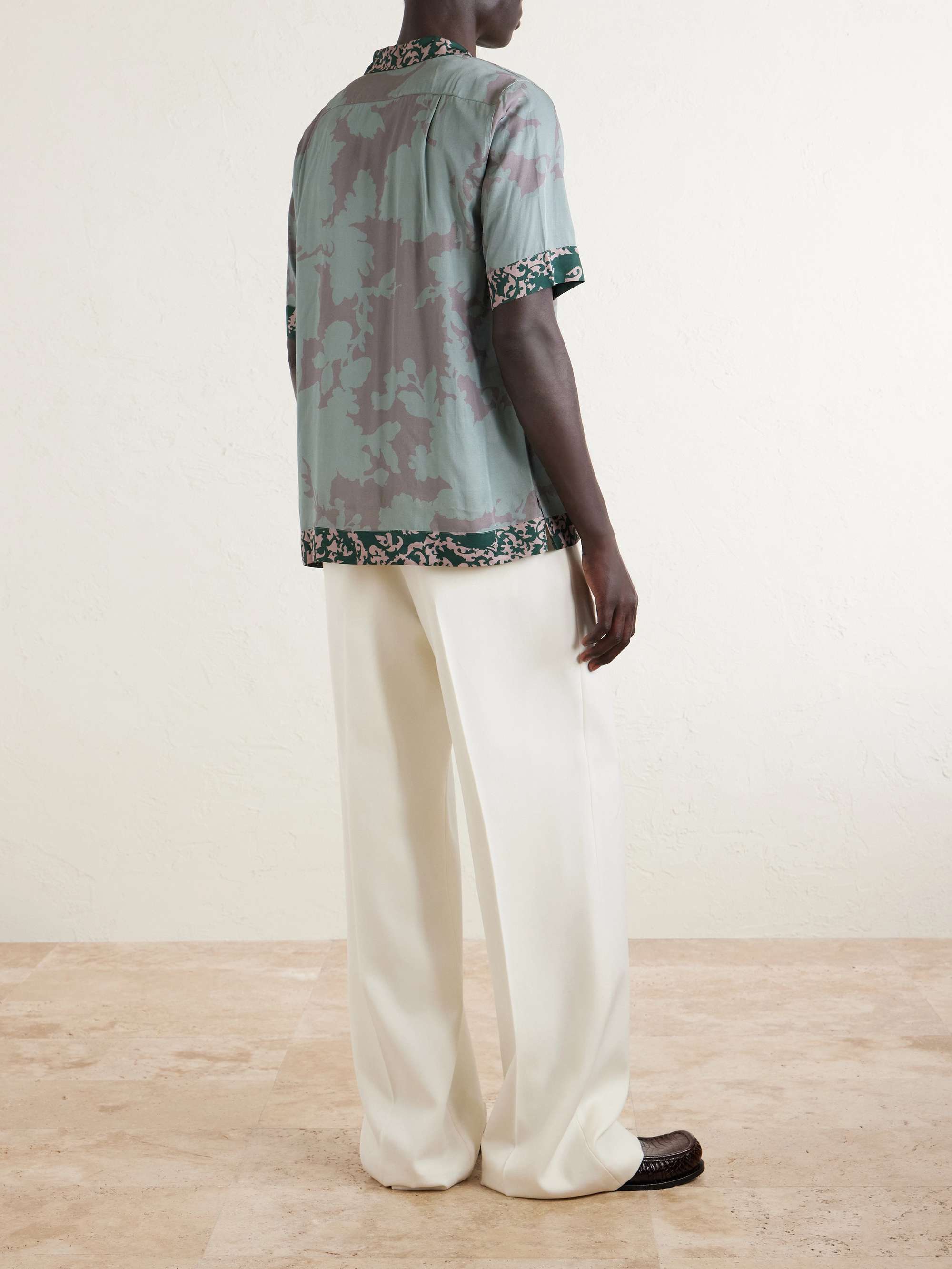 DRIES VAN NOTEN Camp-Collar Printed Satin Shirt for Men | MR PORTER