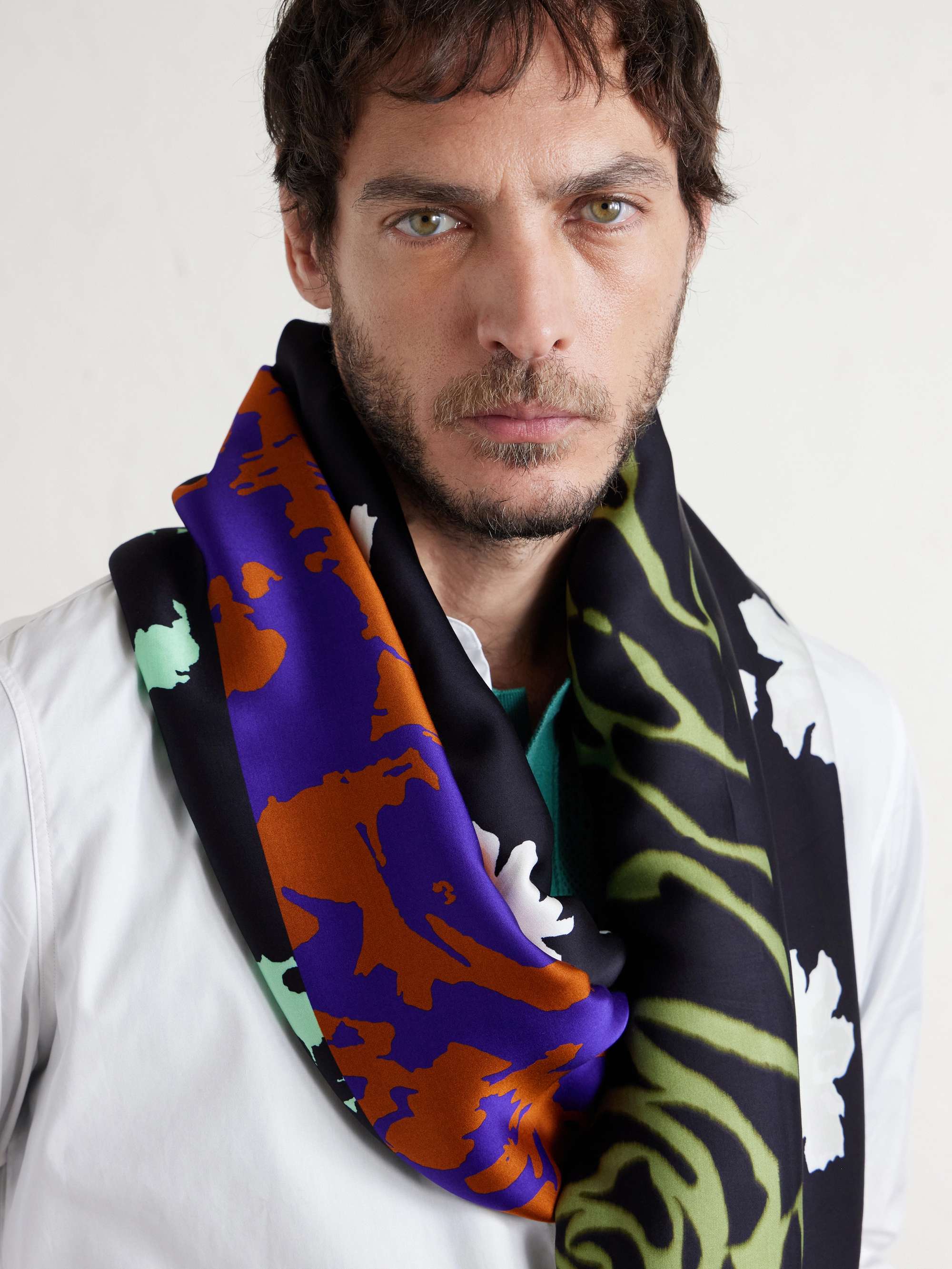 DRIES VAN NOTEN Floral-Print Satin Scarf for Men | MR PORTER