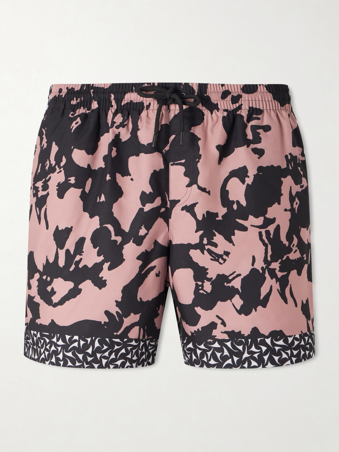 Dries Van Noten Abstract Floral Polyamide Geometric Trim Swim Shorts In Multi