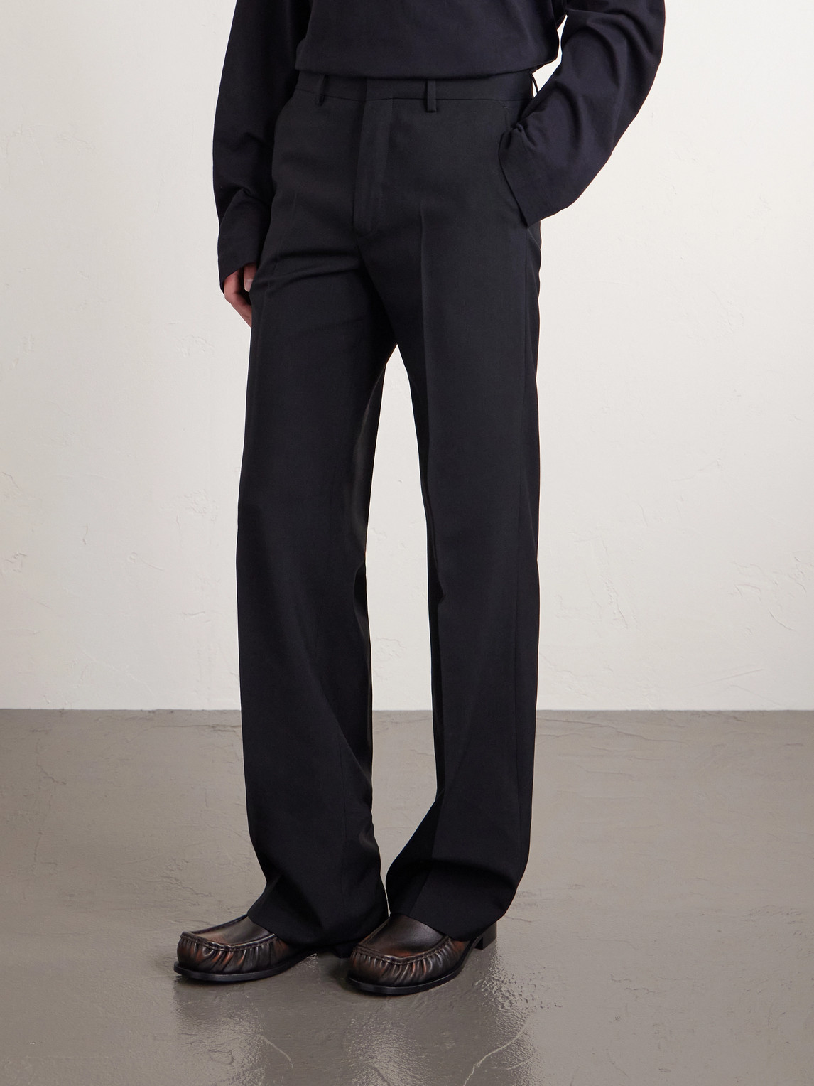 Straight-Leg Wool-Twill Trousers