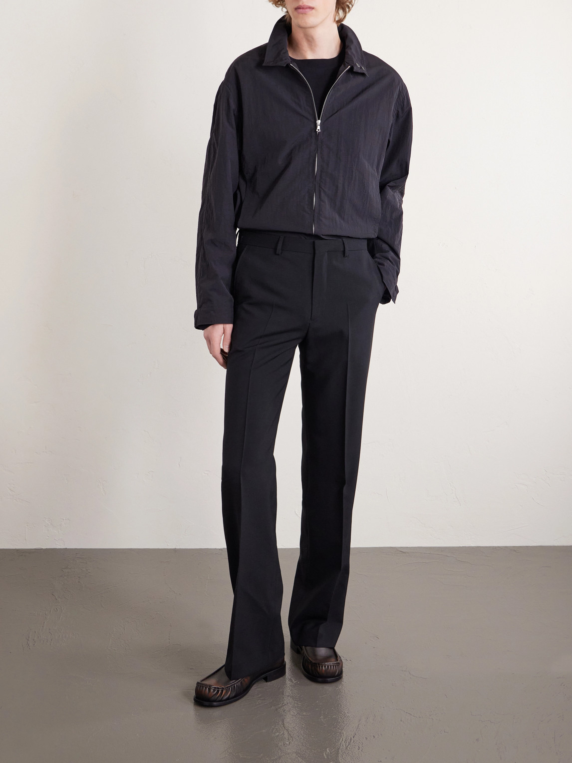 Straight-Leg Wool-Twill Trousers