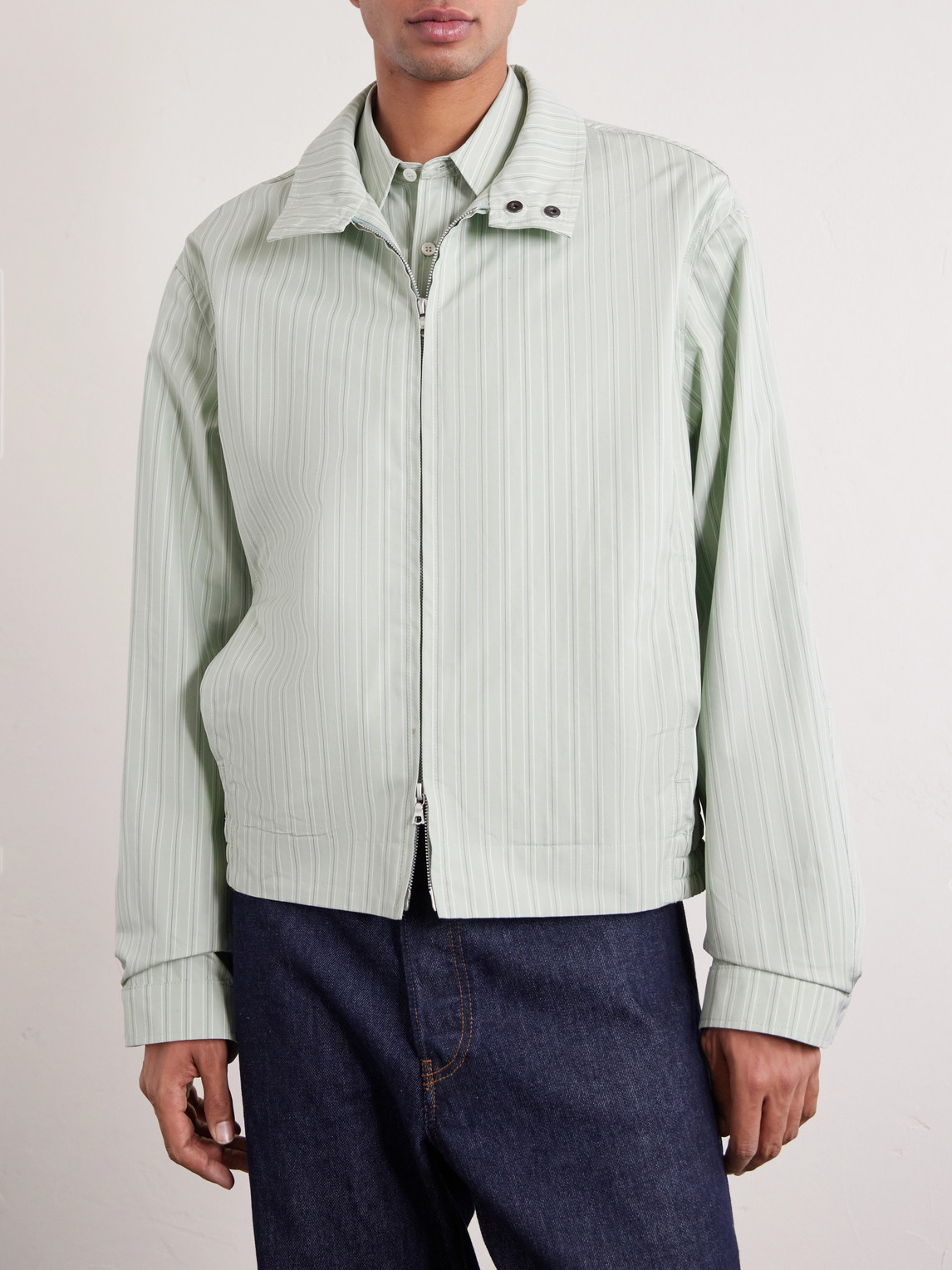 Dries Van Noten - Striped Cotton Blouson Jacket - Men - Green - S 