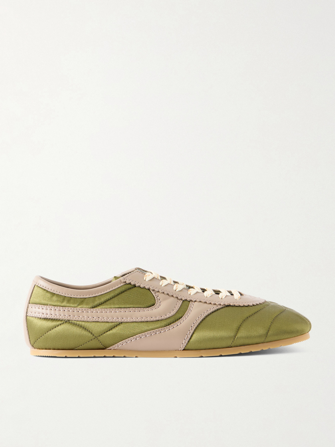 Dries Van Noten Dries Van Noten - Leather-Trimmed Quilted Satin Sneakers - Men - Green - EU 40 aus 40% Leather 40% Textile fibres 20% Various Materials in Green