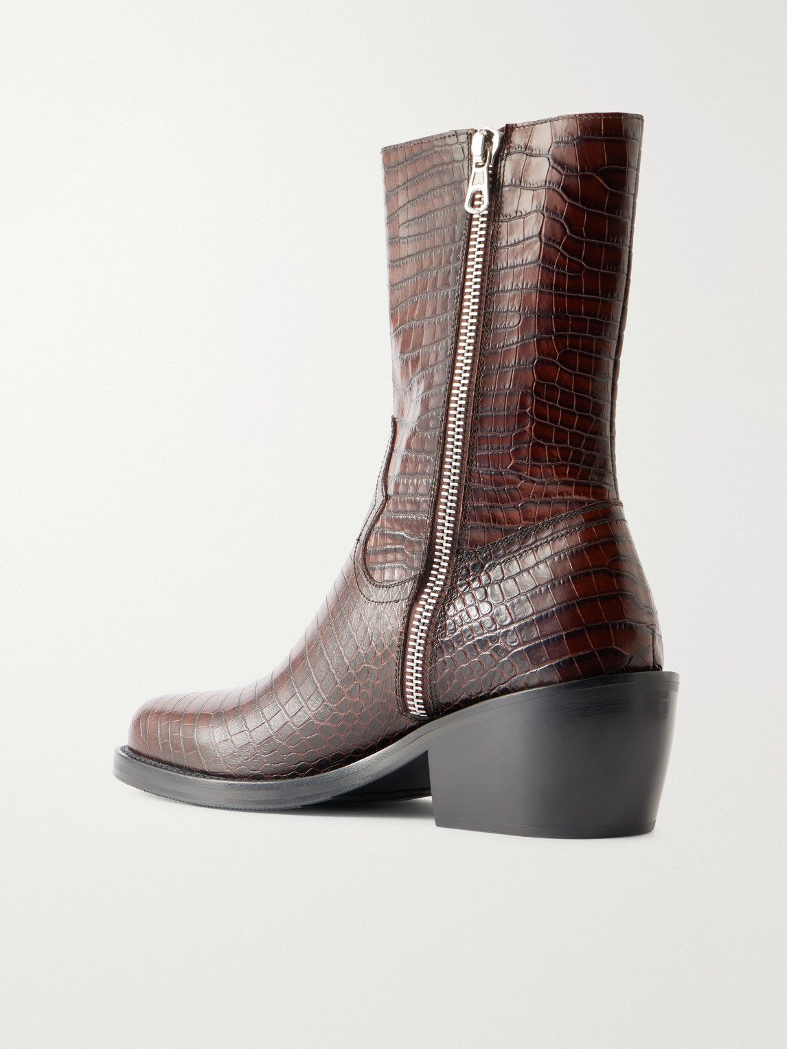  Dries Van Noten - Croc-effect Leather Boots - Men - Brown - Eu 40 