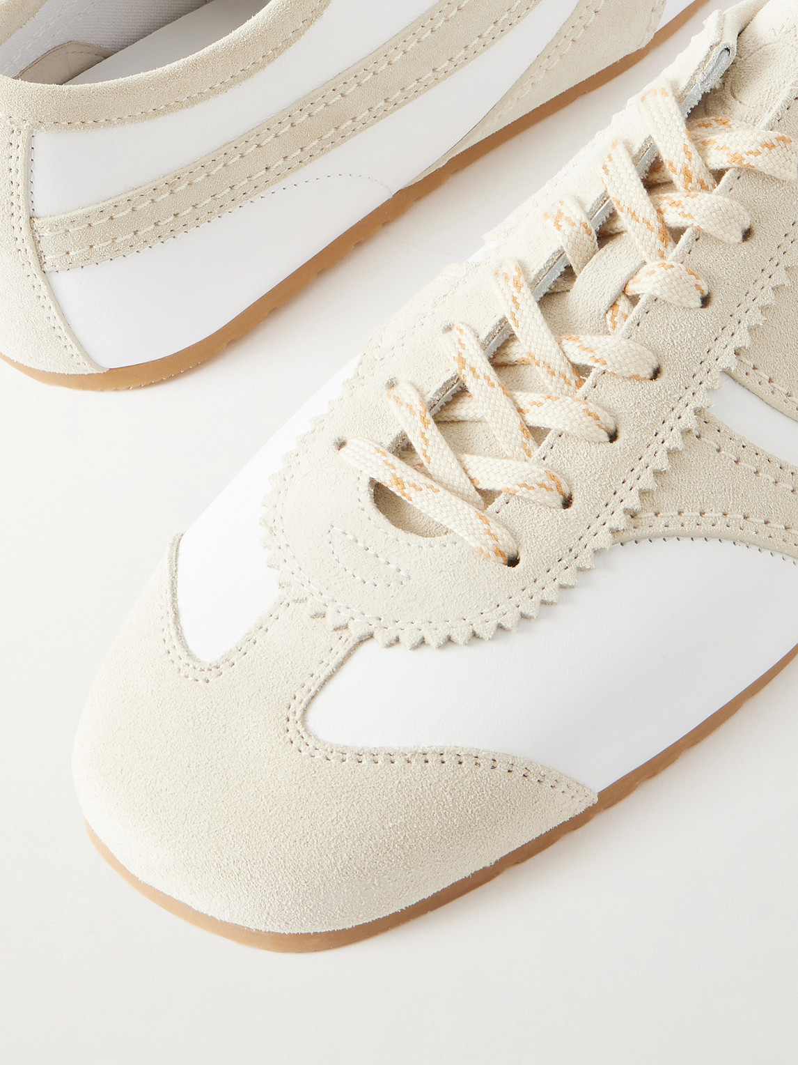 Suede-Trimmed Leather Sneakers