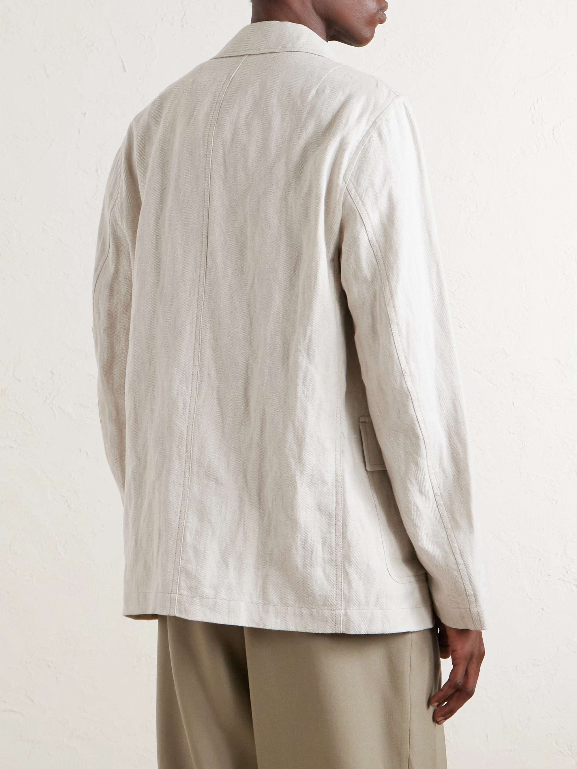DRIES VAN NOTEN Metallic Herringbone Cotton and Linen-Blend Jacket