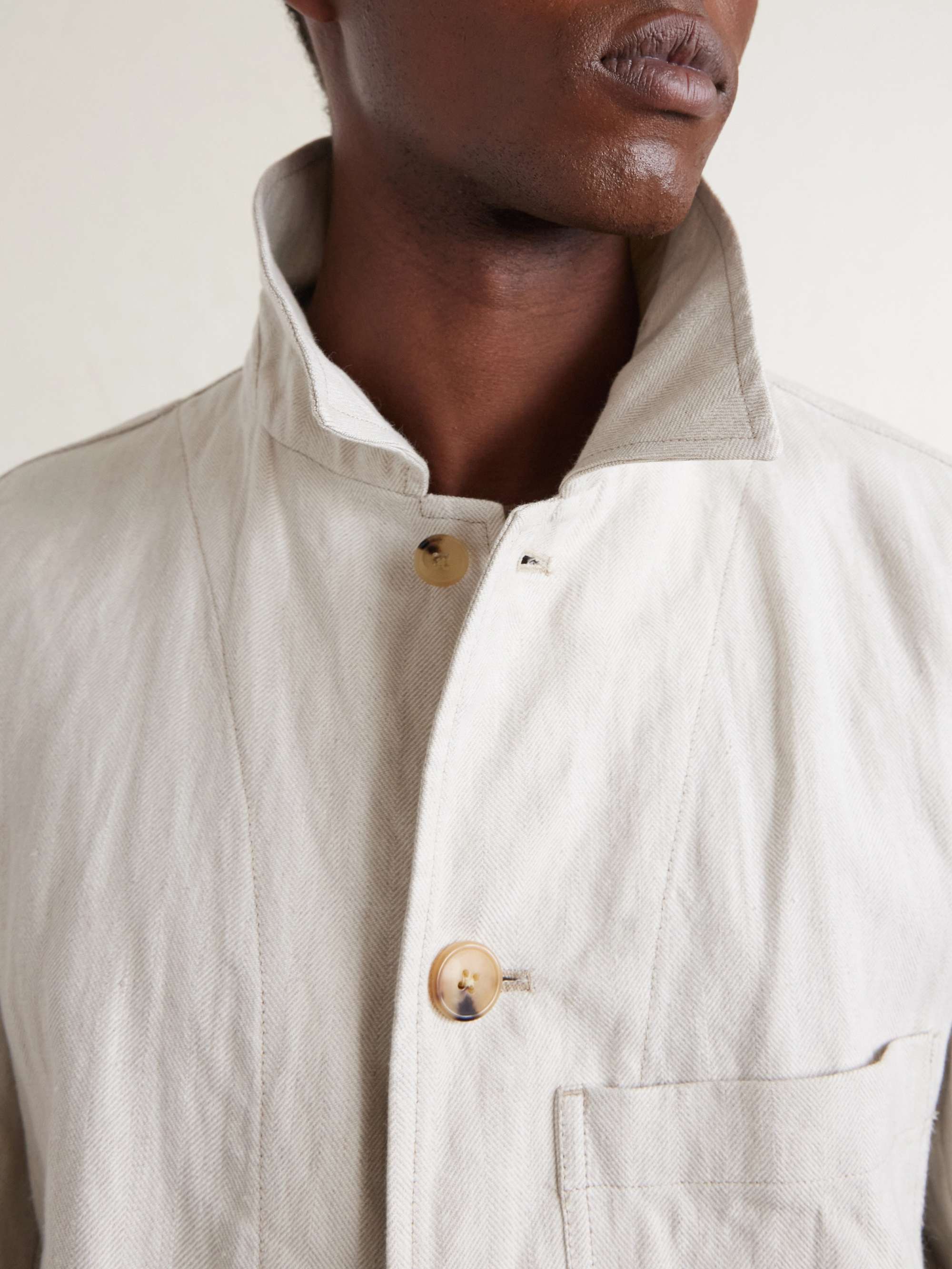 DRIES VAN NOTEN Metallic Herringbone Cotton and Linen-Blend Jacket