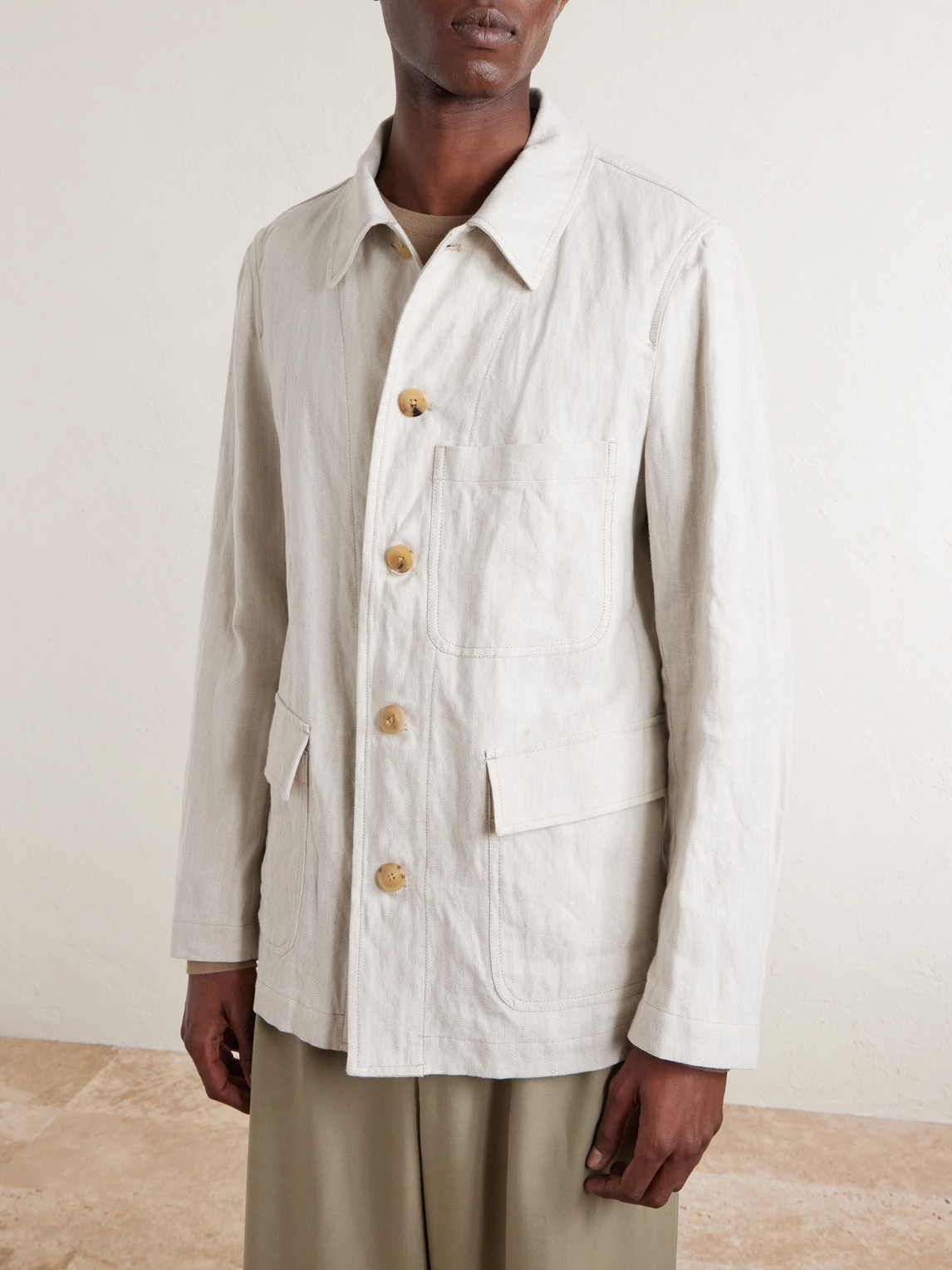  Dries Van Noten - Metallic Herringbone Cotton And Linen-blend Jacket - Men - Neutrals - It 46 