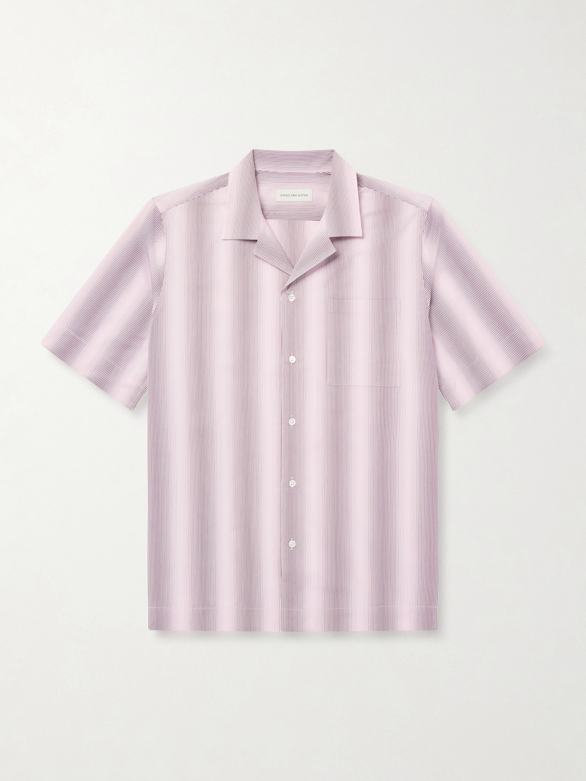Dries Van Noten Dries Van Noten - Camp-Collar Striped Cotton-Poplin Shirt - Men - Pink - IT 46 aus 100% Cotton in Pink