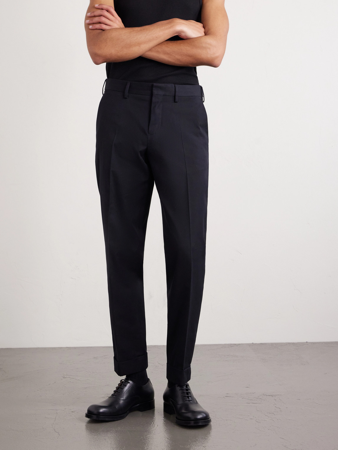 Straight-Leg Cotton And Wool
