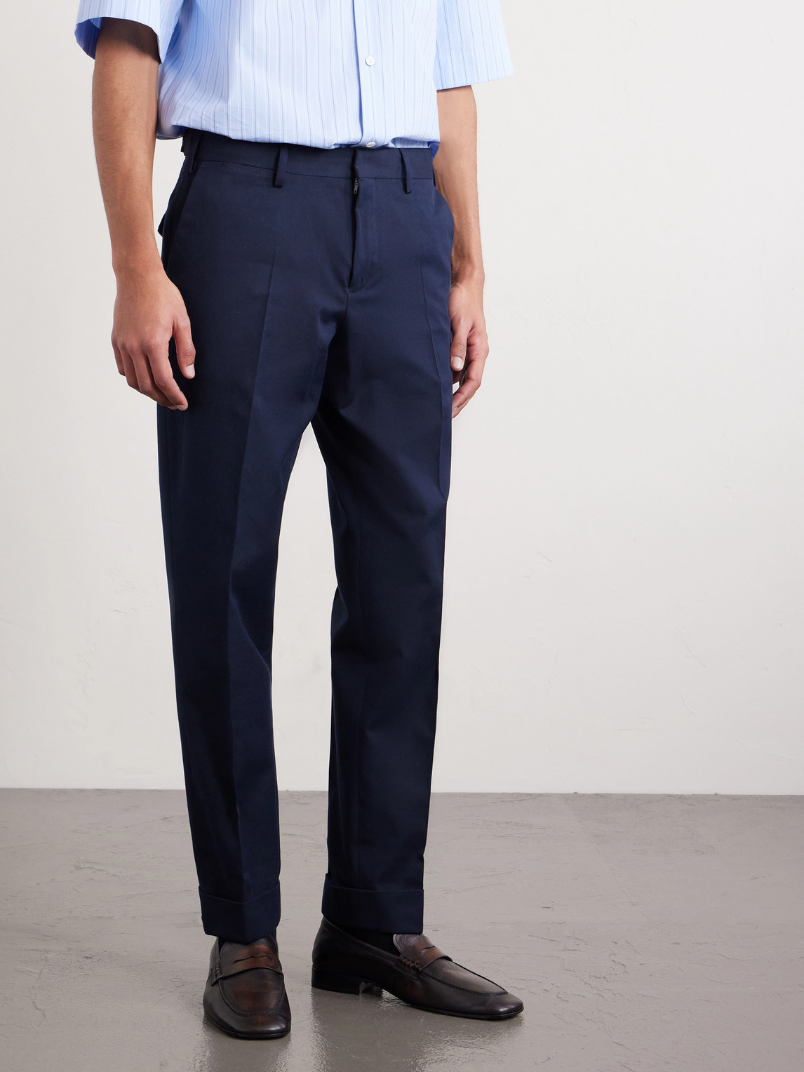 Straight-Leg Cotton And Wool