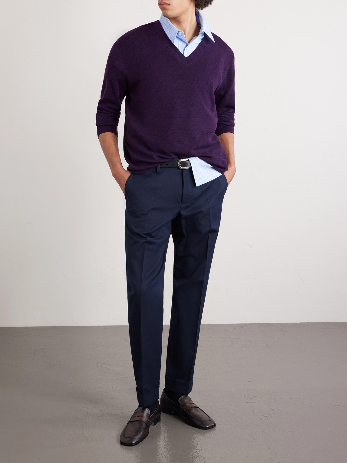 Straight-Leg Cotton And Wool