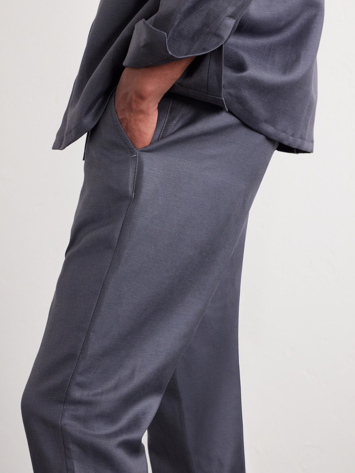 Straight-Leg Wool And Linen-Blend Twill Suit Trousers