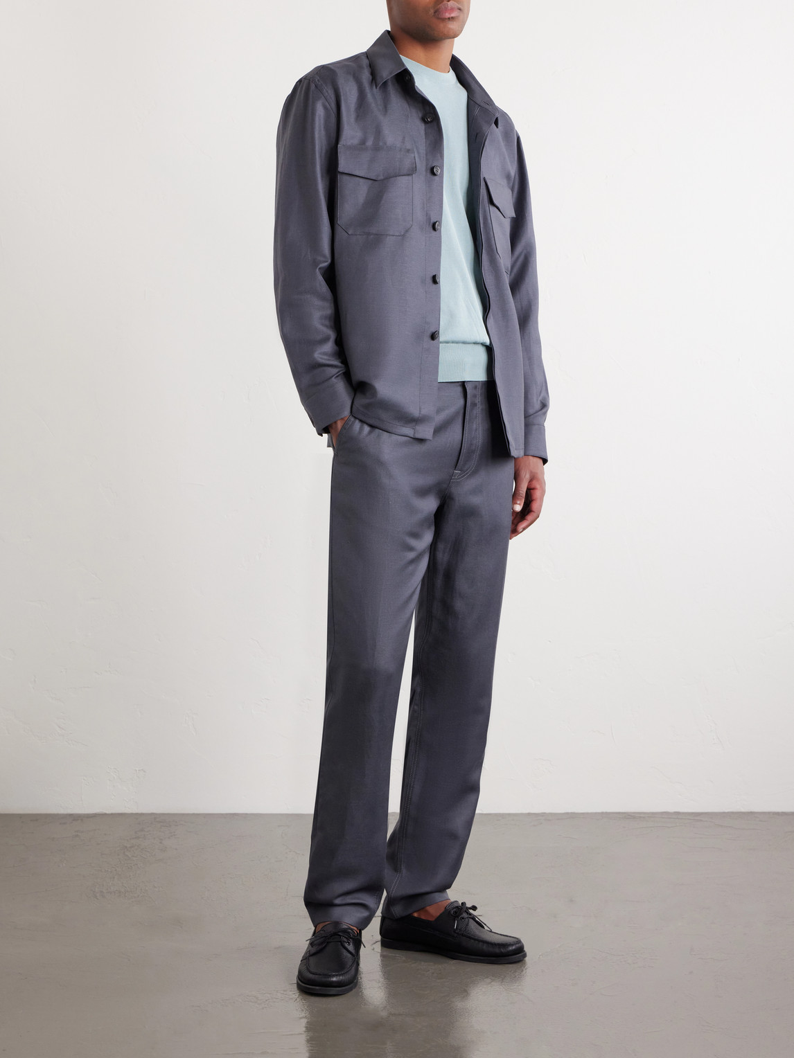 Straight-Leg Wool And Linen-Blend Twill Suit Trousers
