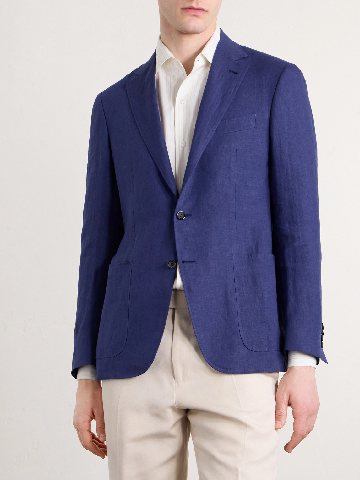  Canali - Kei Linen Suit Jacket - Men - Blue - It 46 