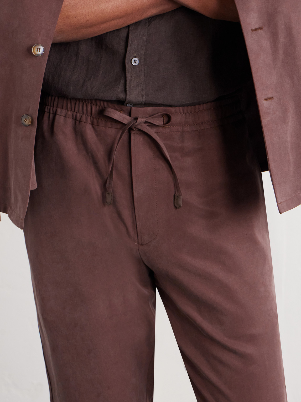Straight-Leg Lyocell Drawstring Trousers