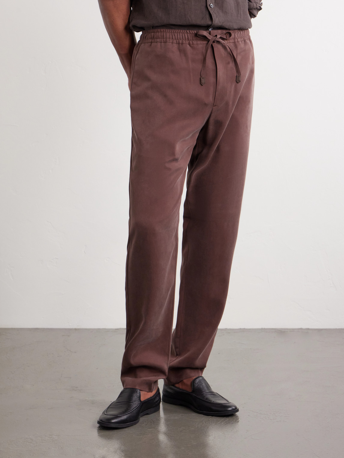 Straight-Leg Lyocell Drawstring Trousers