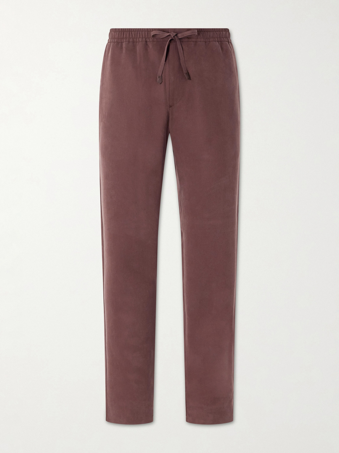 Canali Straight-leg Lyocell Drawstring Trousers In Burgundy