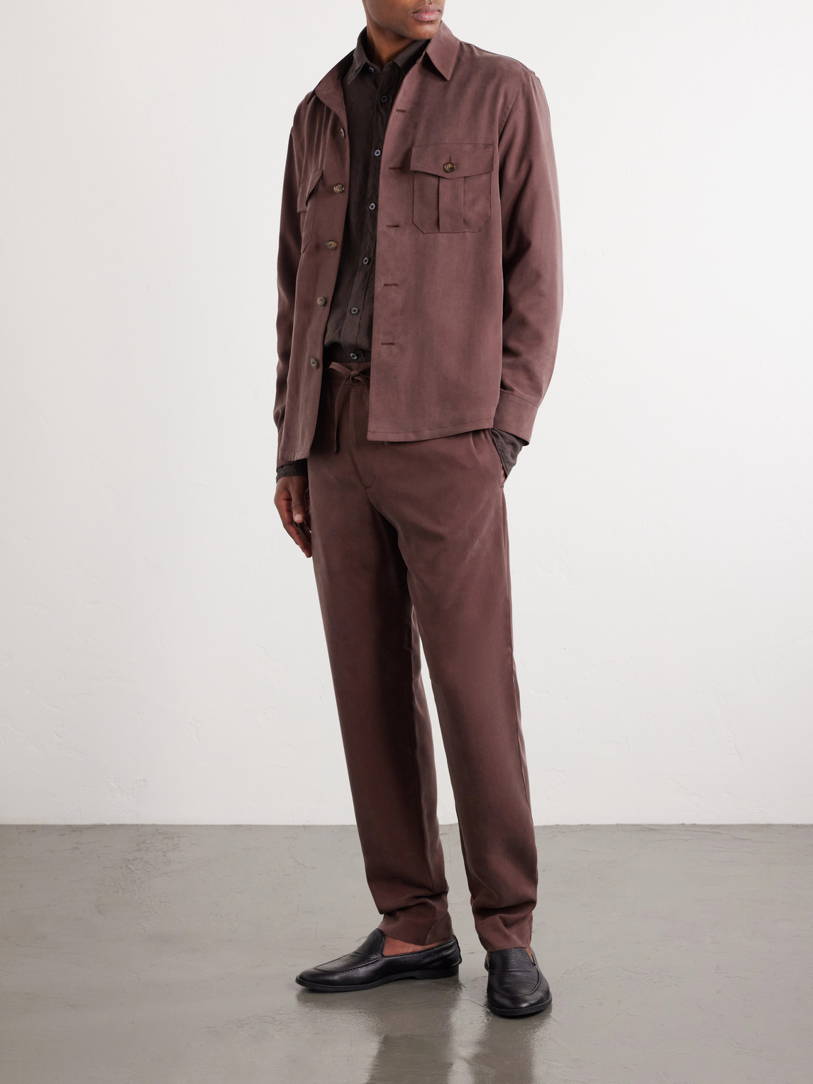 Straight-Leg Lyocell Drawstring Trousers