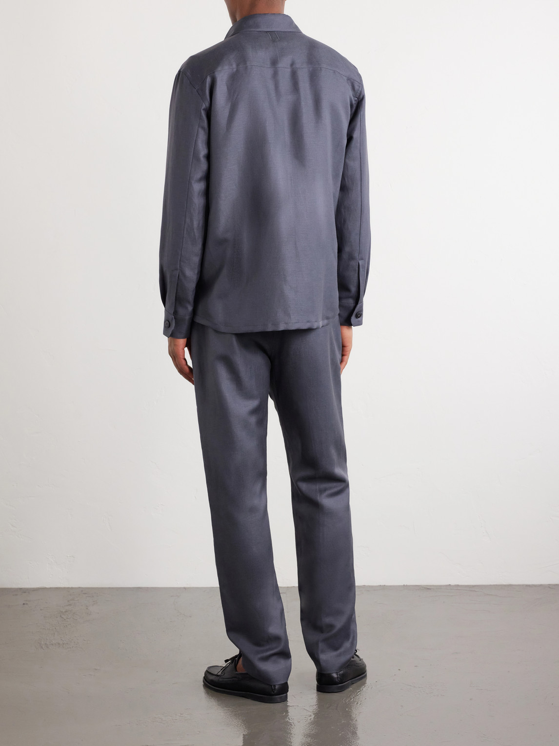  Canali - Wool And Linen-blend Twill Shirt - Men - Gray - It 46 