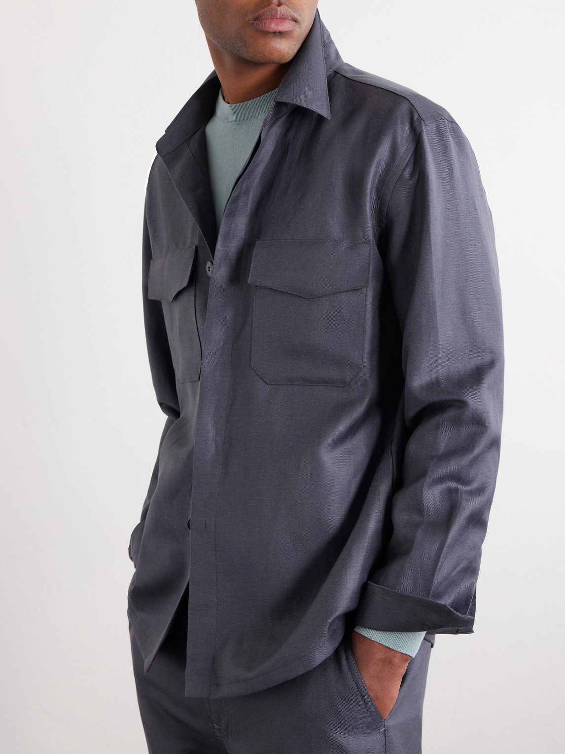 Wool And Linen-Blend Twill Shirt