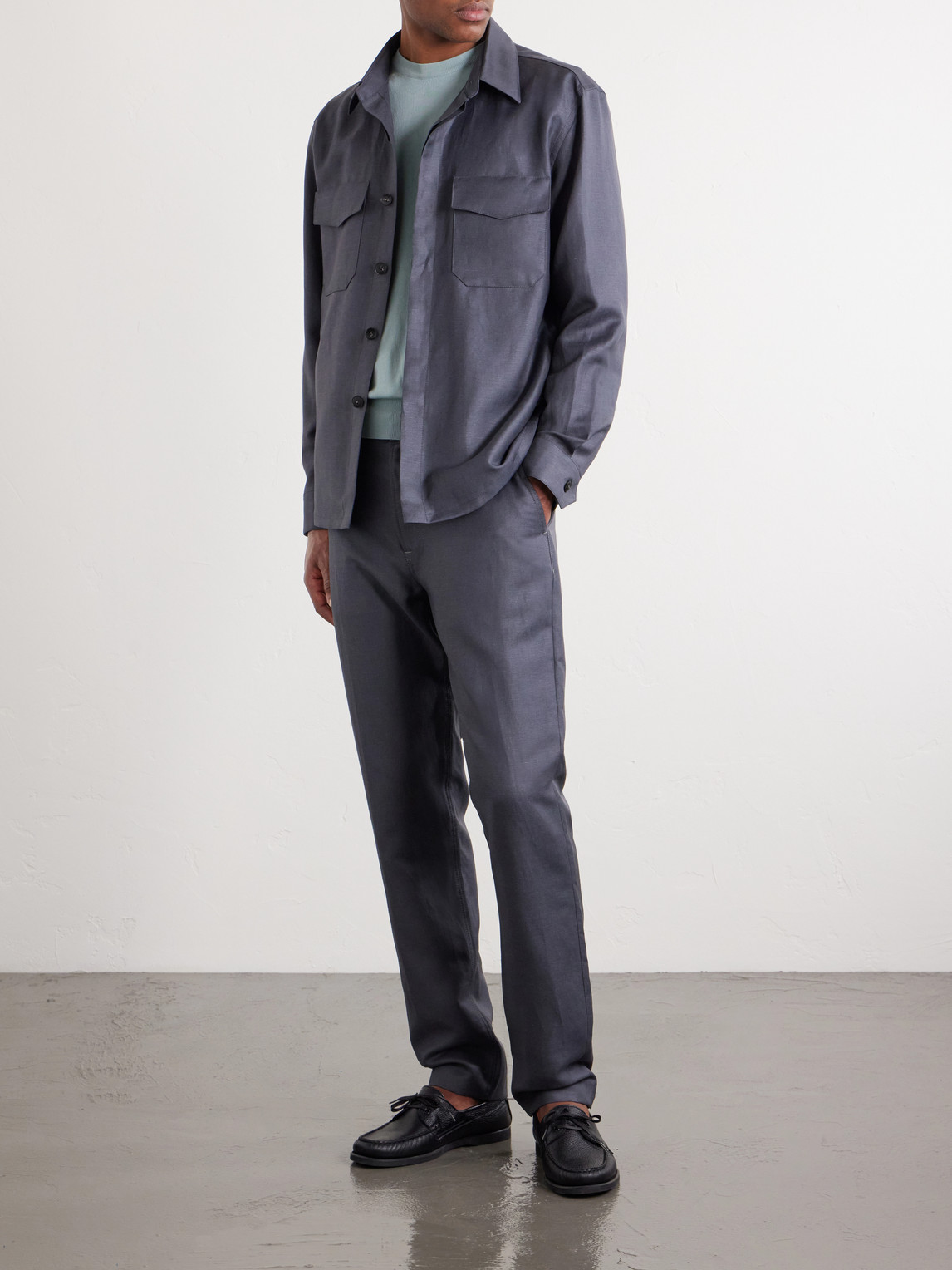 Wool And Linen-Blend Twill Shirt