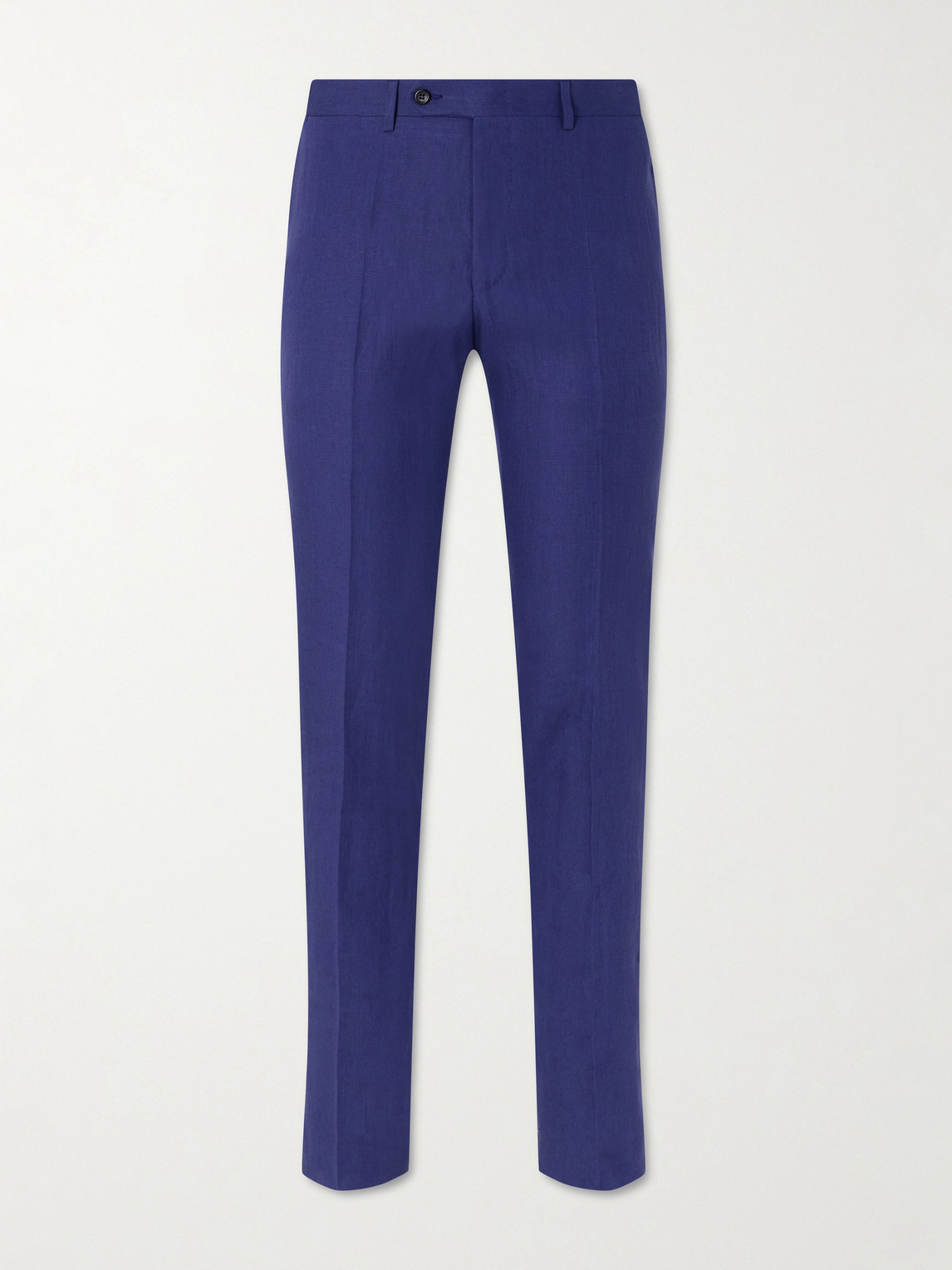 Canali Straight-leg Linen Suit Trousers In Blue