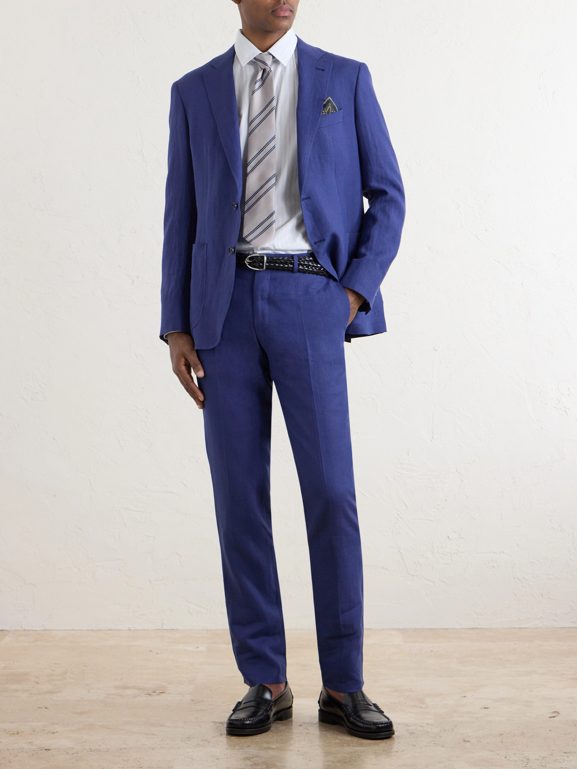 Straight-Leg Linen Suit Trousers