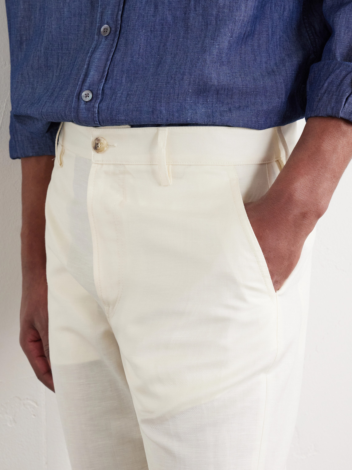 Straight-Leg Wool And Linen-Blend Twill Suit Trousers