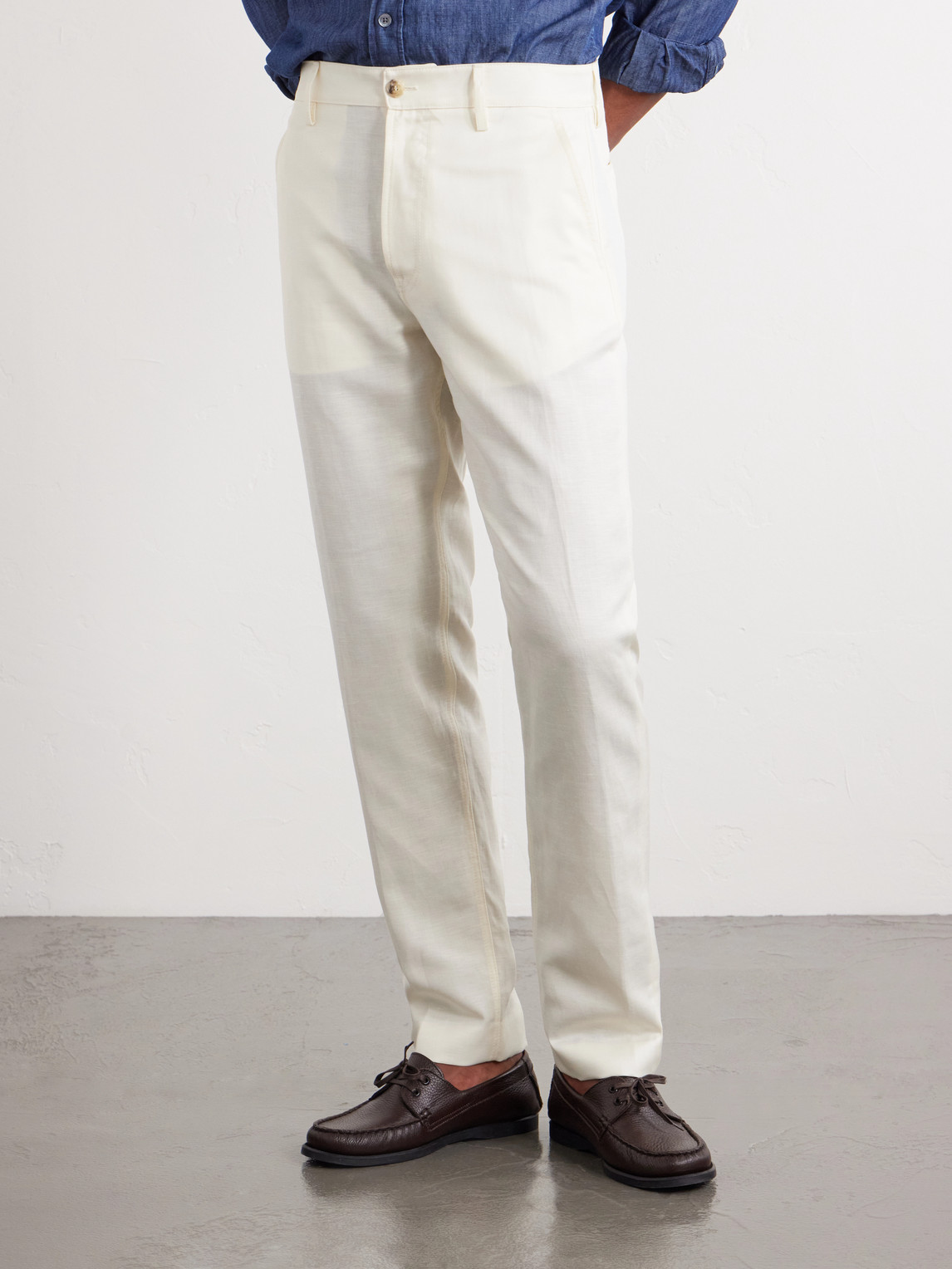 Straight-Leg Wool And Linen-Blend Twill Suit Trousers