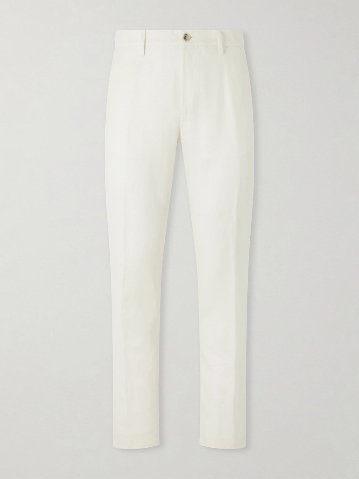 Canali Straight-leg Wool And Linen-blend Twill Suit Trousers In White