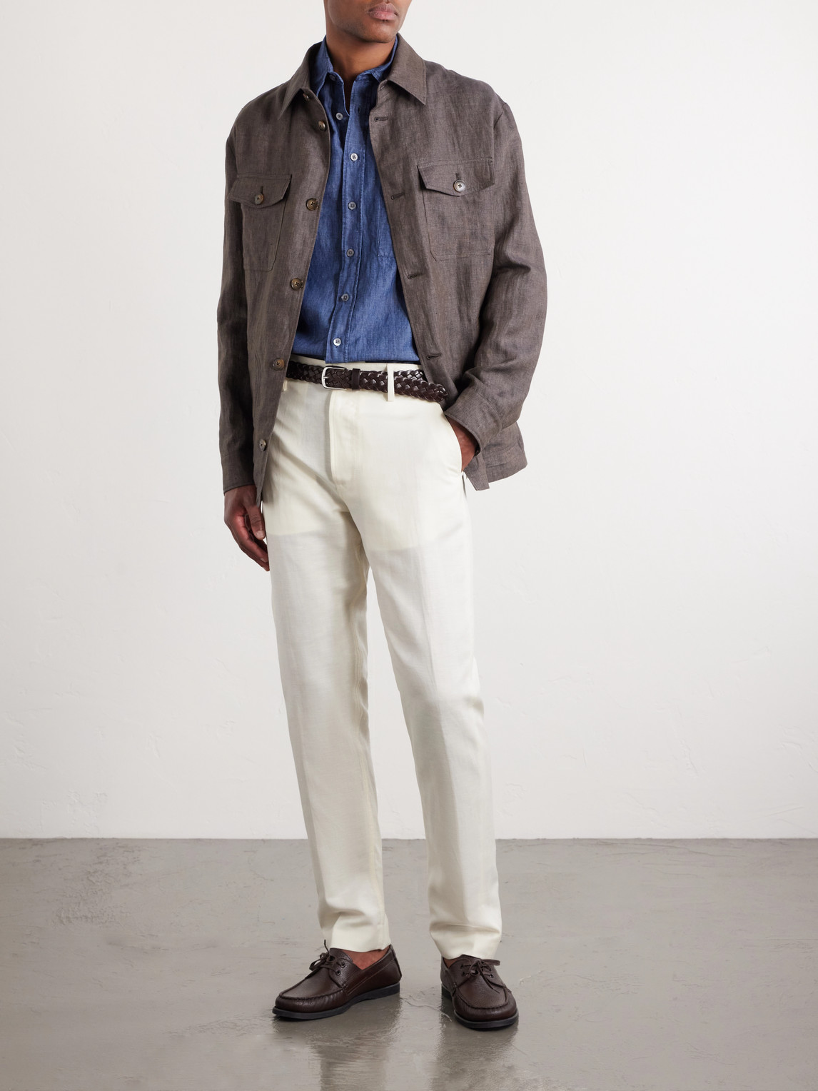 Straight-Leg Wool And Linen-Blend Twill Suit Trousers