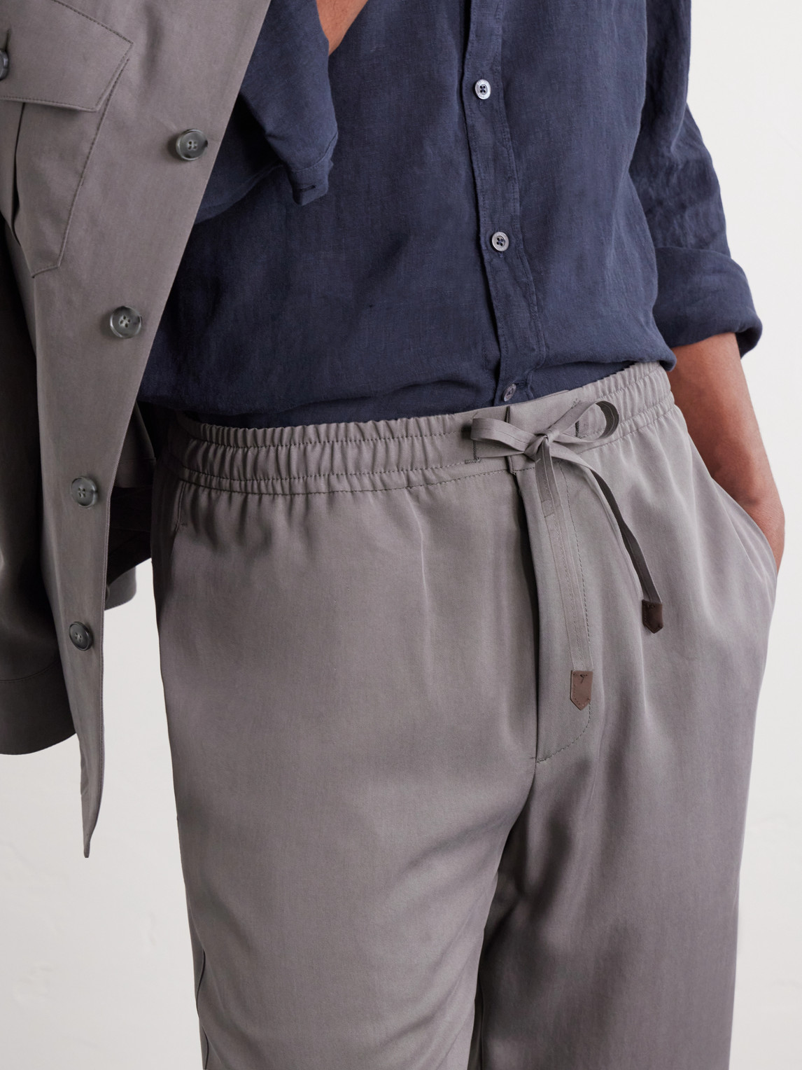 Straight-Leg Lyocell Drawstring Trousers
