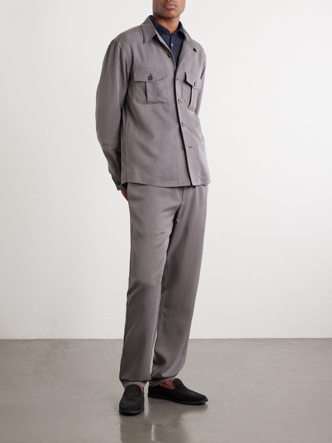 Straight-Leg Lyocell Drawstring Trousers