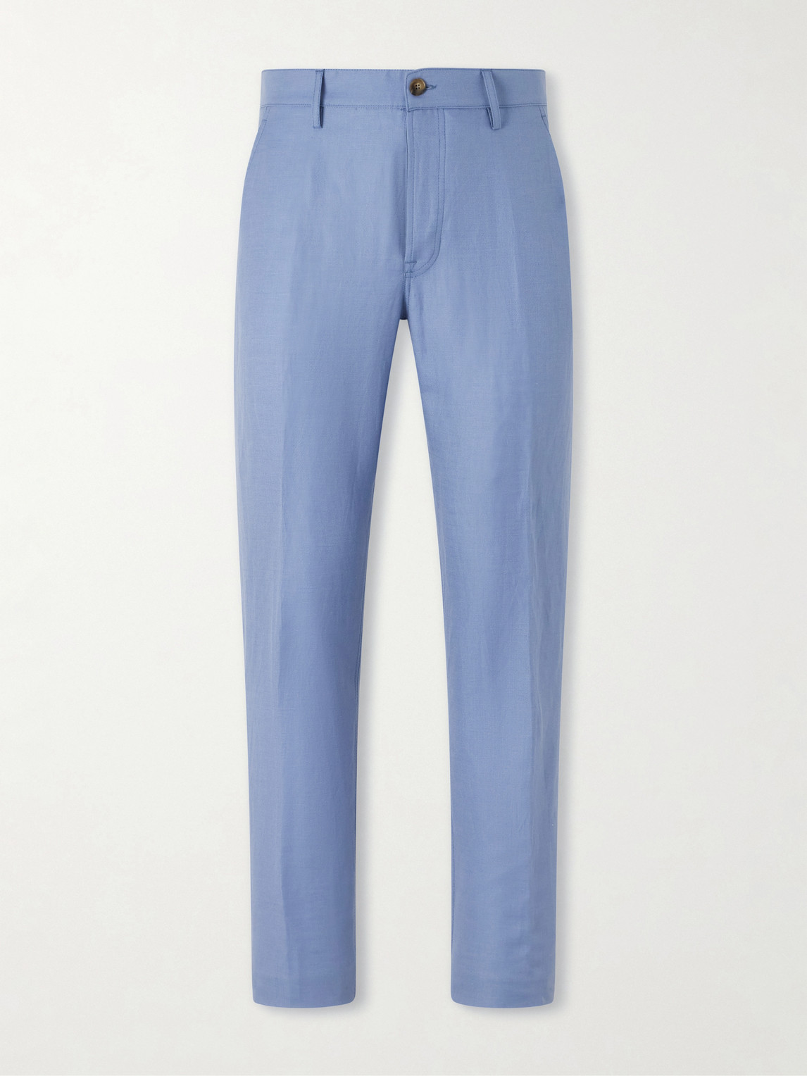 Canali Straight-leg Wool And Linen-blend Twill Suit Trousers In Blue