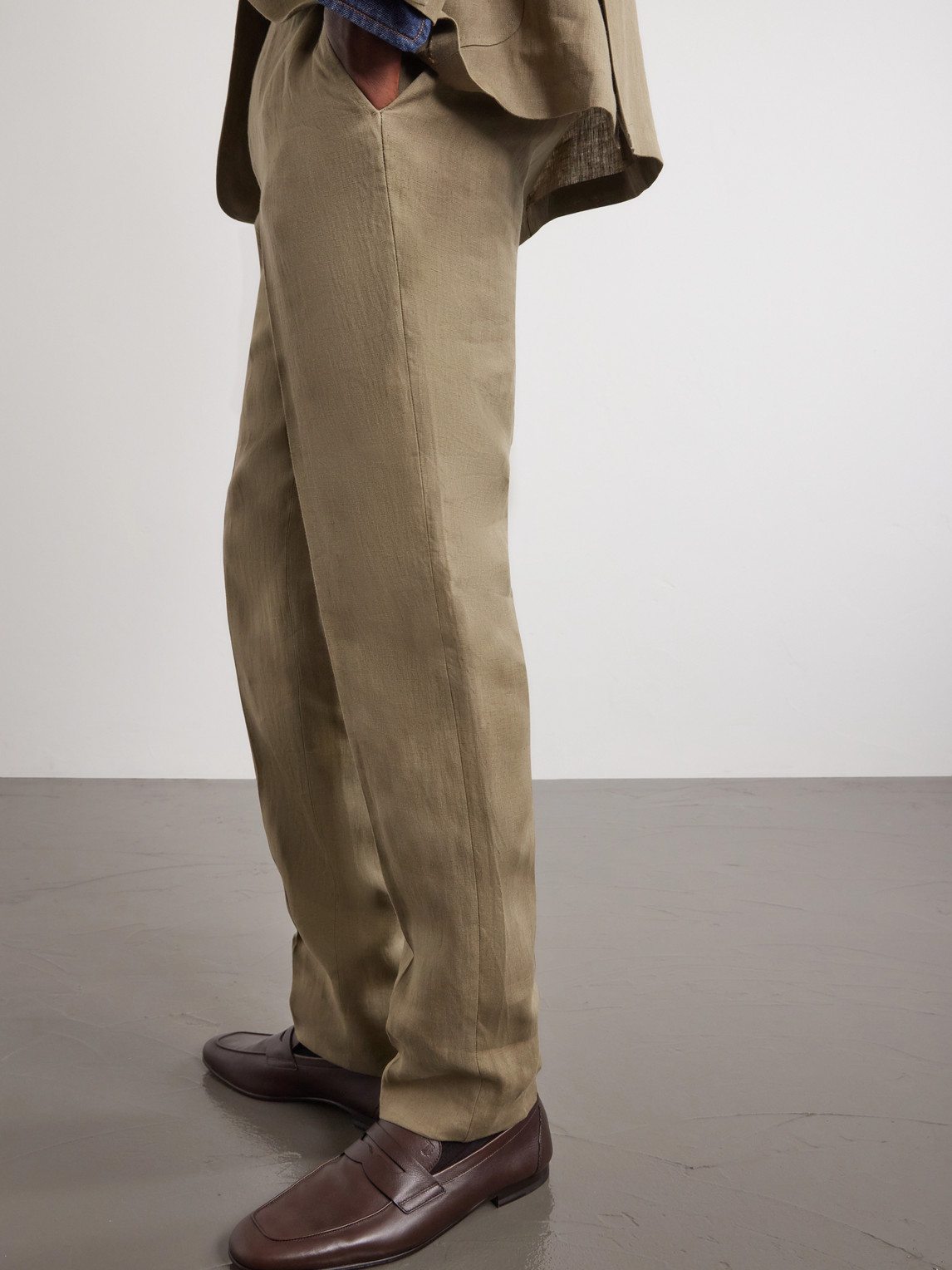 Straight-Leg Linen Suit Trousers