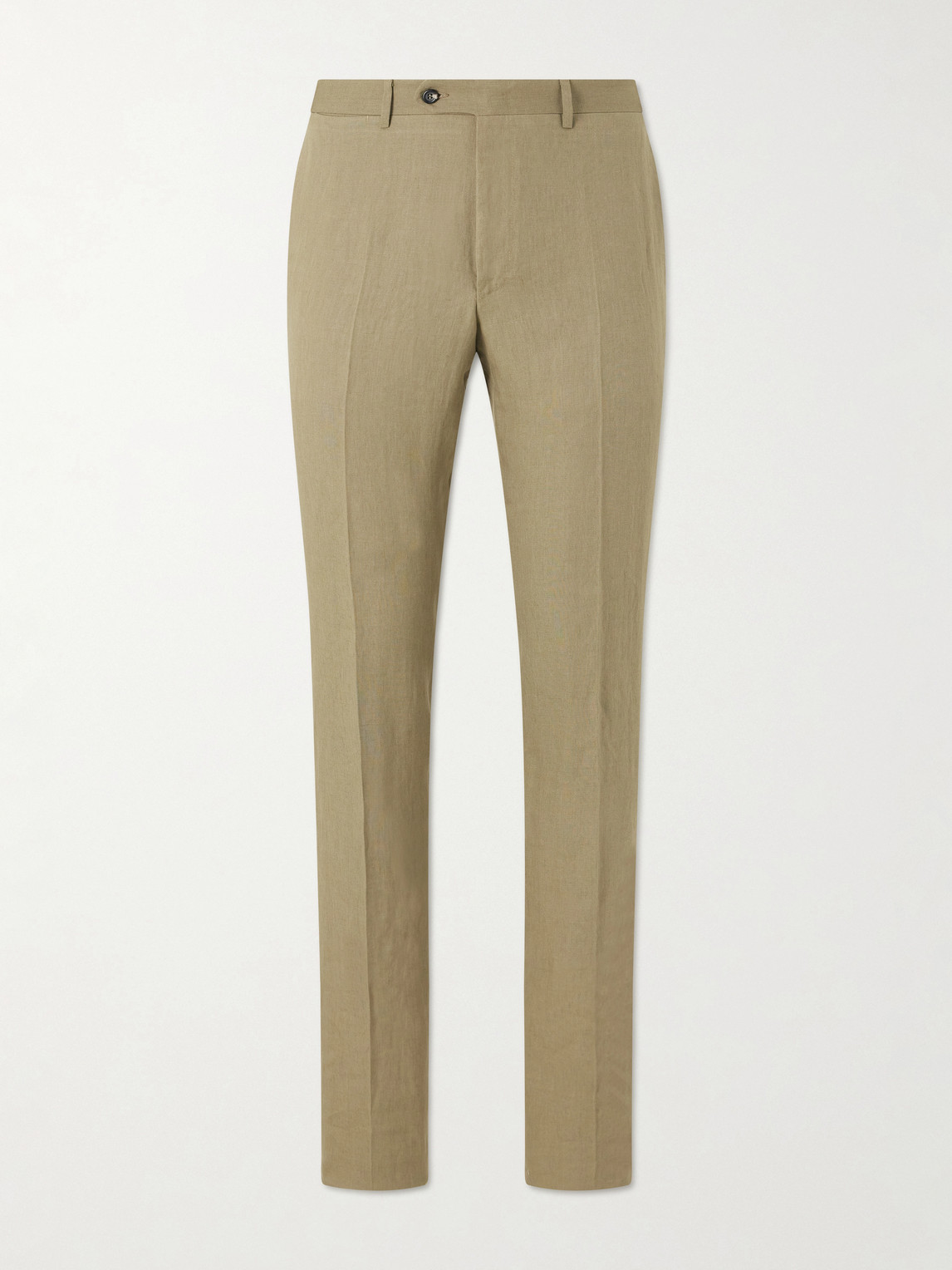Canali Straight-leg Linen Suit Trousers In Brown
