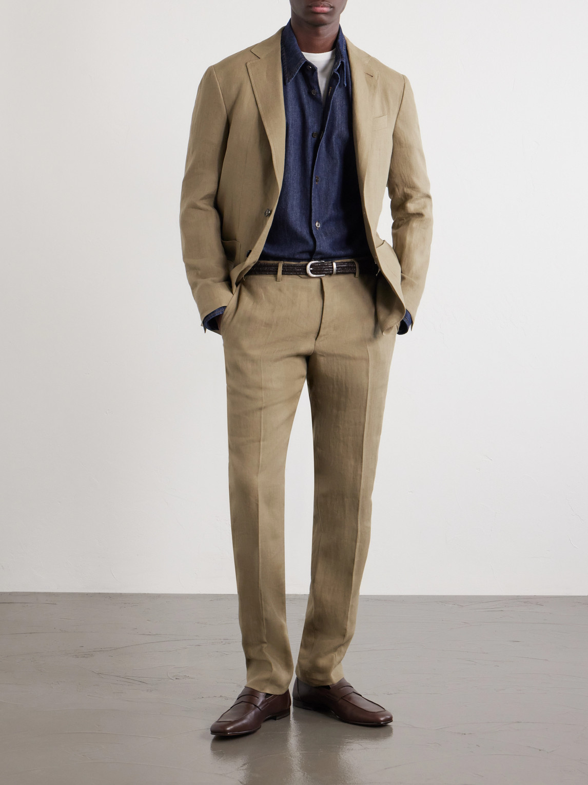 Straight-Leg Linen Suit Trousers