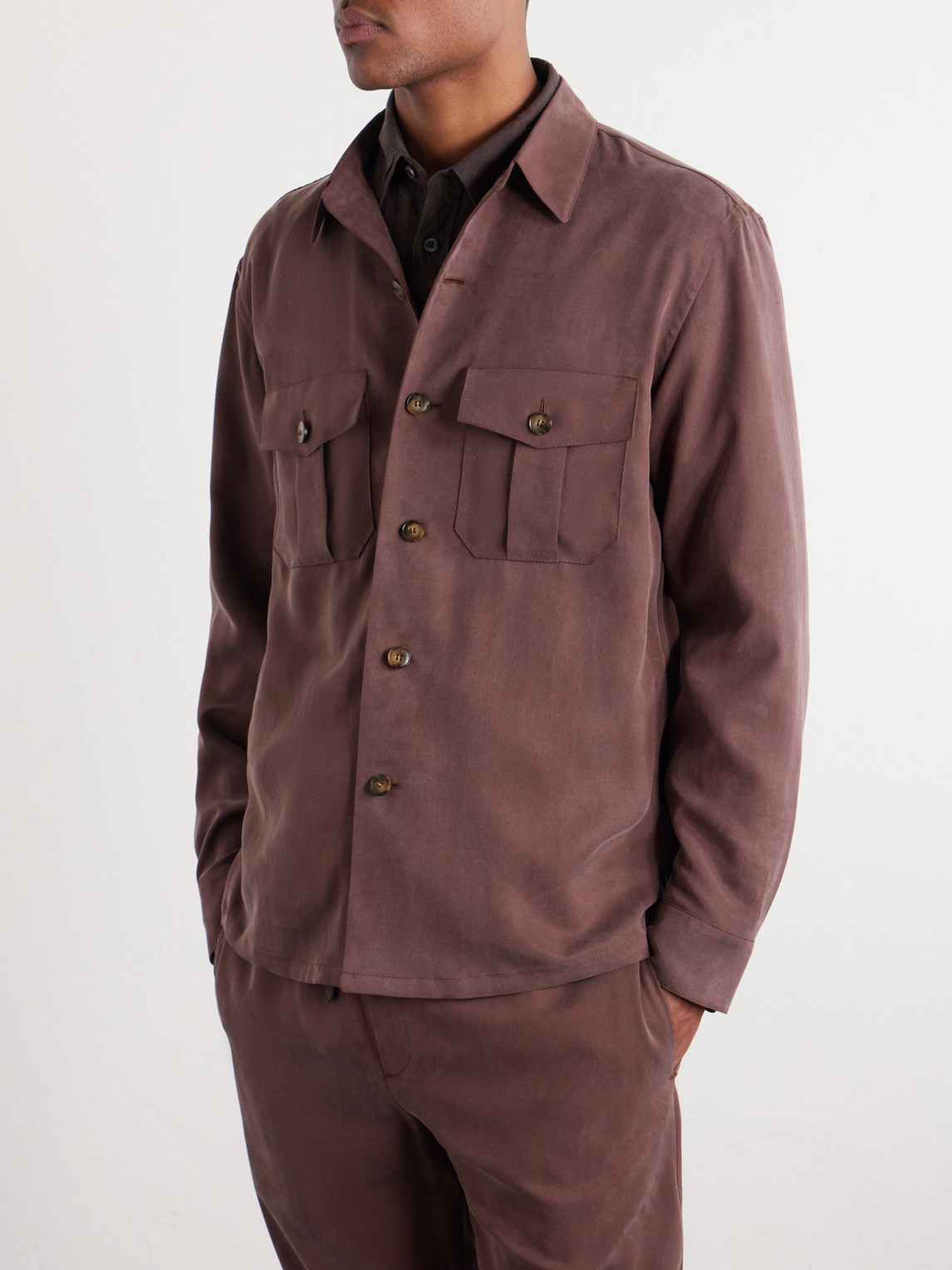  Canali - Lyocell Overshirt - Men - Burgundy - It 46 