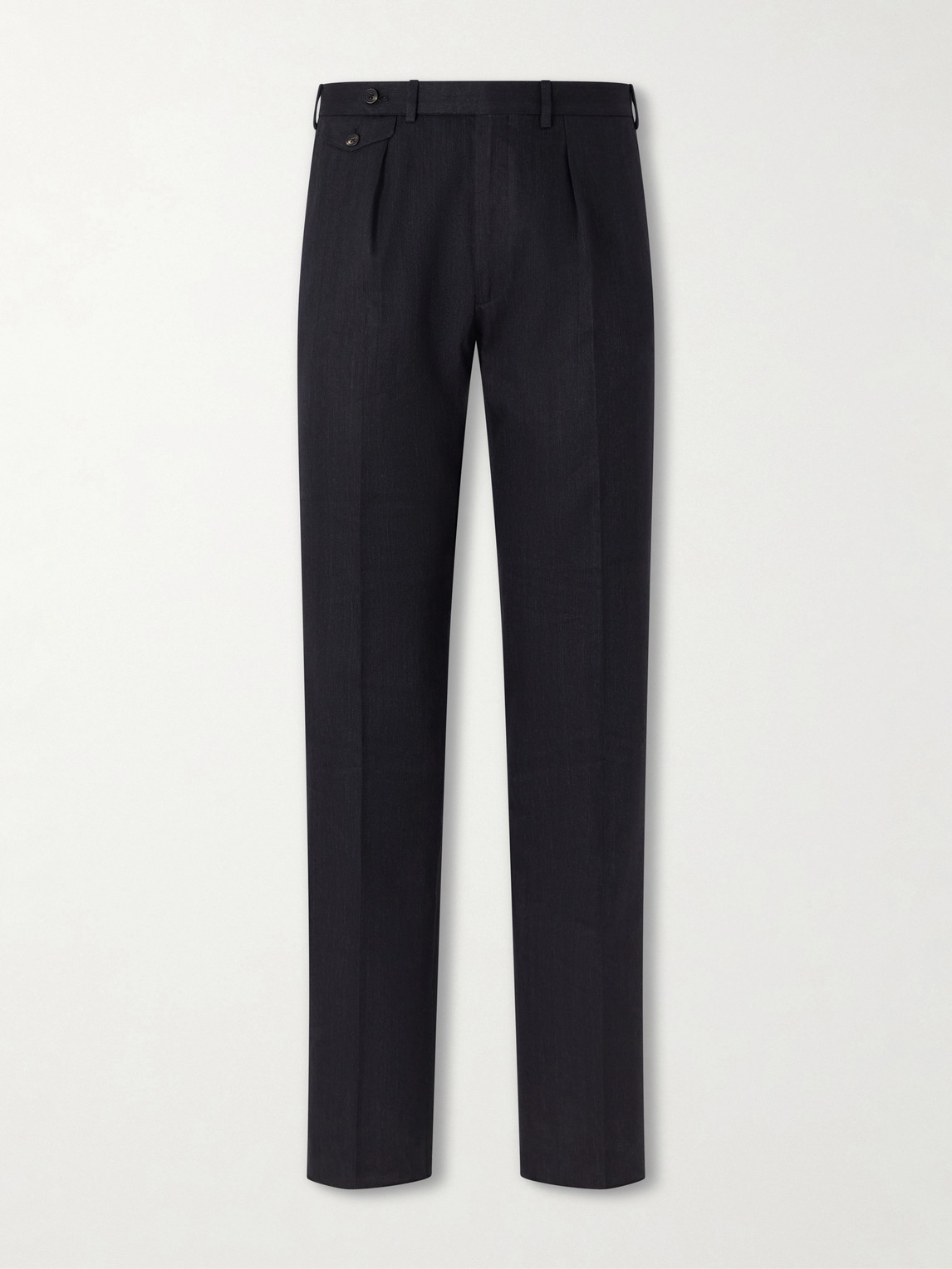 J. Mueser Waverly Straight-leg Cotton And Linen-blend Twill Suit Trousers In Black