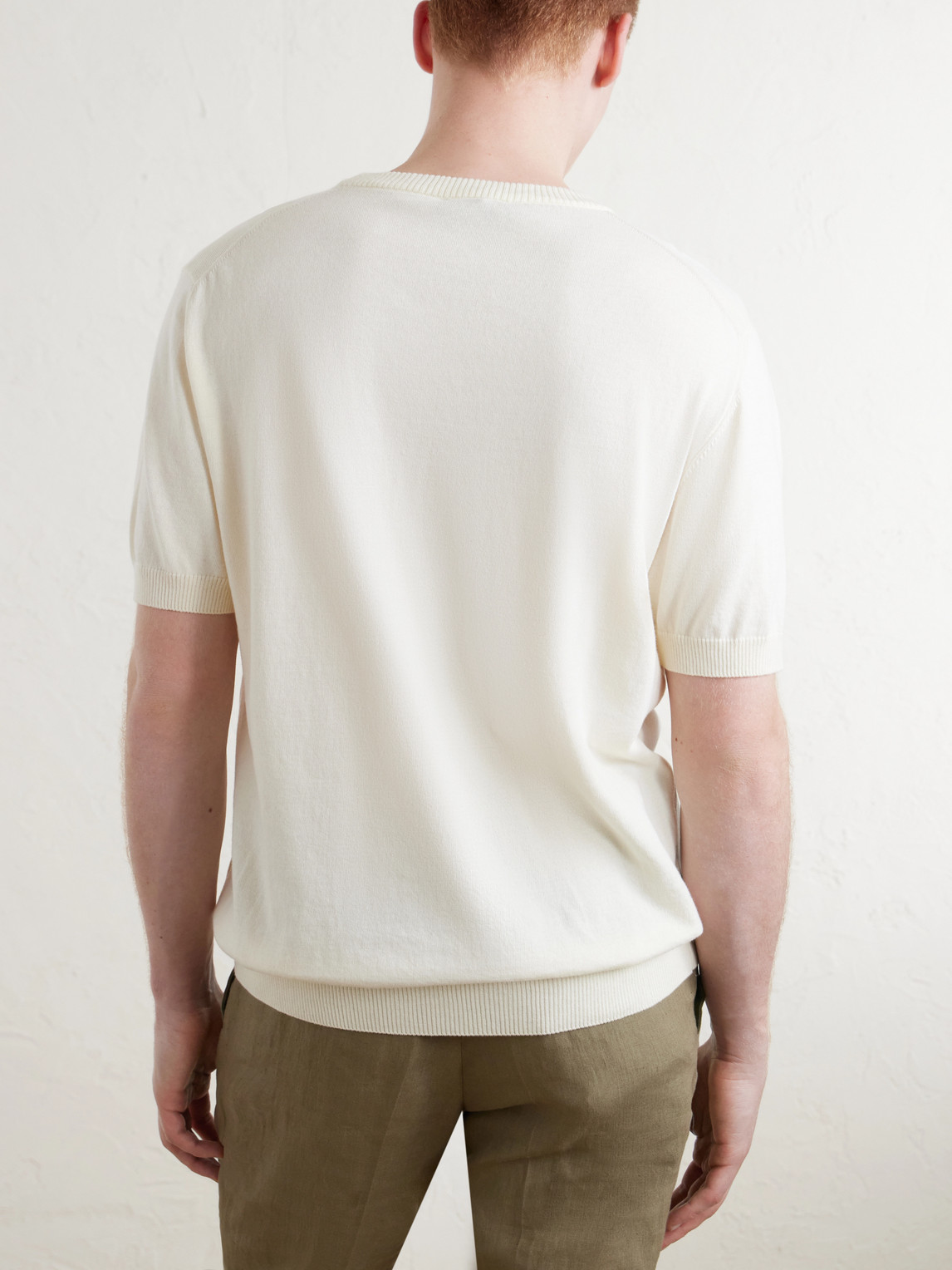  J. Mueser - Knitted Cotton T-shirt - Men - Neutrals - S 